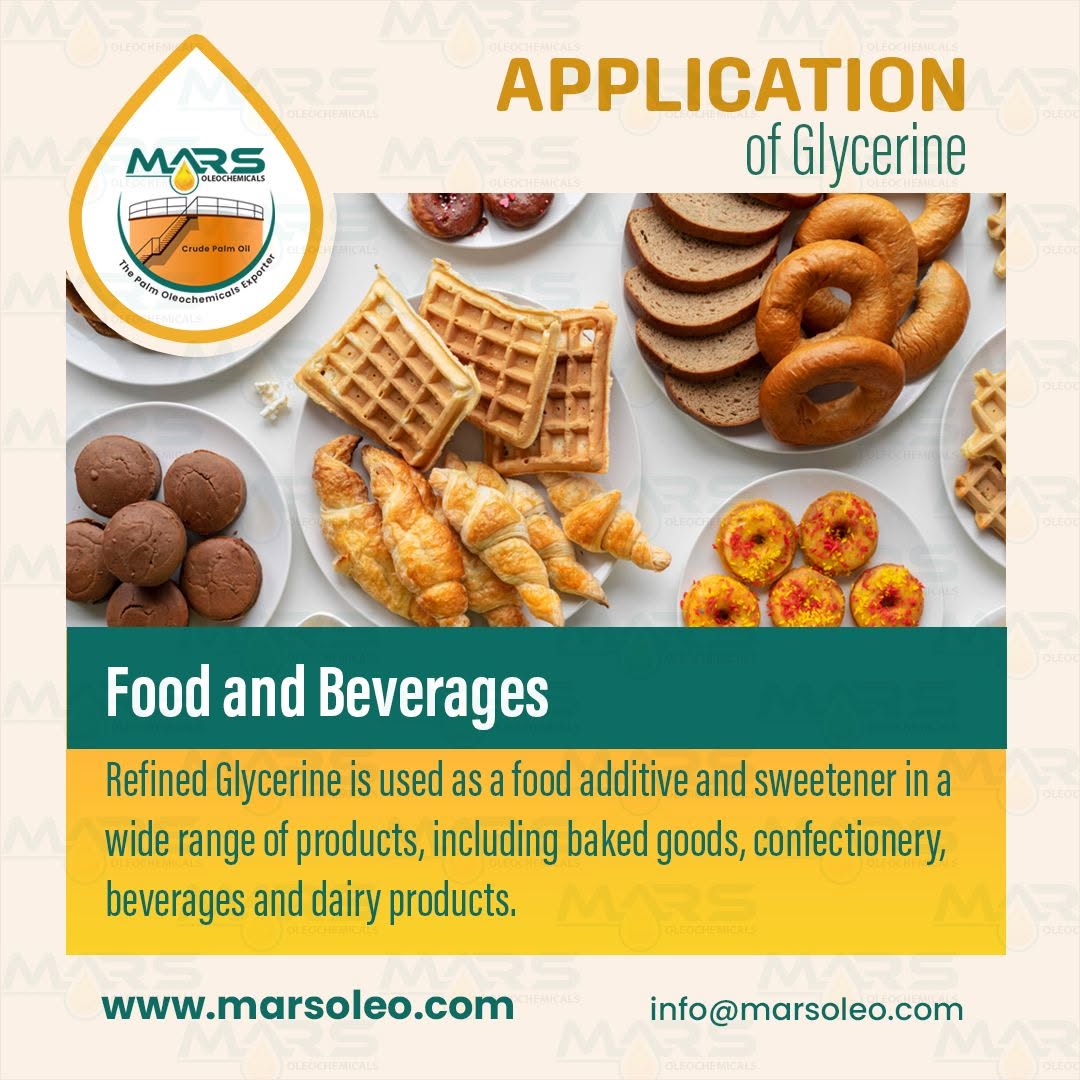 Premium food grade glycerine used in baked goods, confectionery, beverages, dairy products and food processing industries.