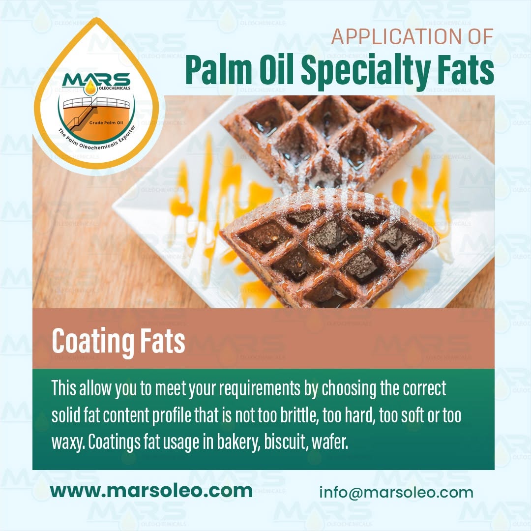 Palm Oil Specialty Fats in coating fats for bakery, biscuits, wafers, confectionery, and snack products