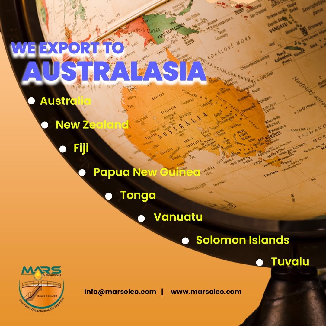 Palm Oil & Palm Oleochemicals Exporter to Australasia from Malaysia