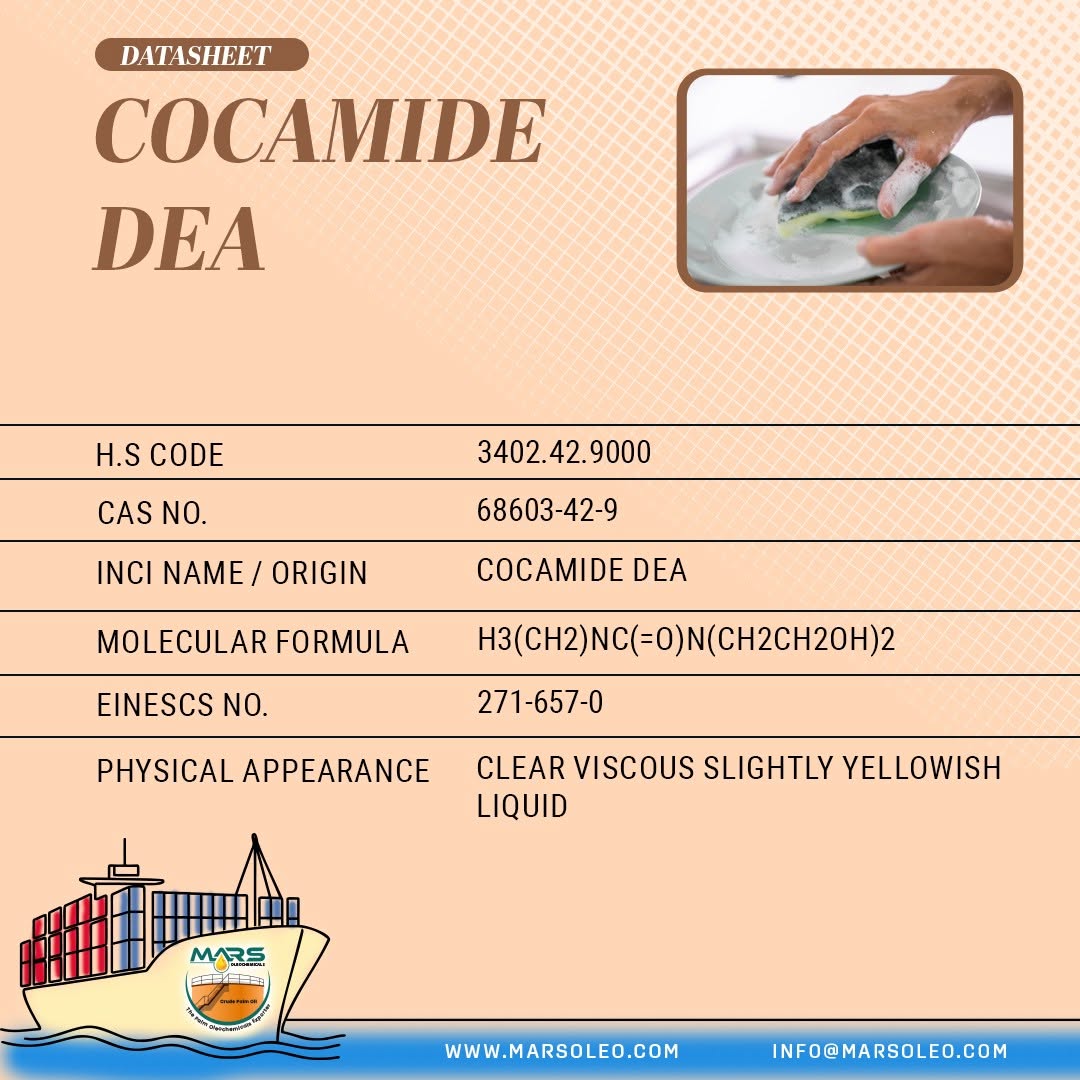 Cocamide DEA CDEA-85 datasheet nonionic co-surfactant for foam support, viscosity control and cleansing formulations.