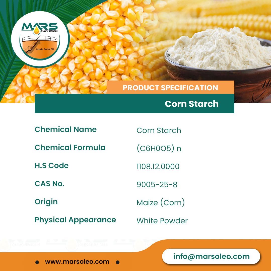 High purity Corn Starch obtained through corn wet milling process offering superior thickening, binding and stabilizing performance across multiple industries.