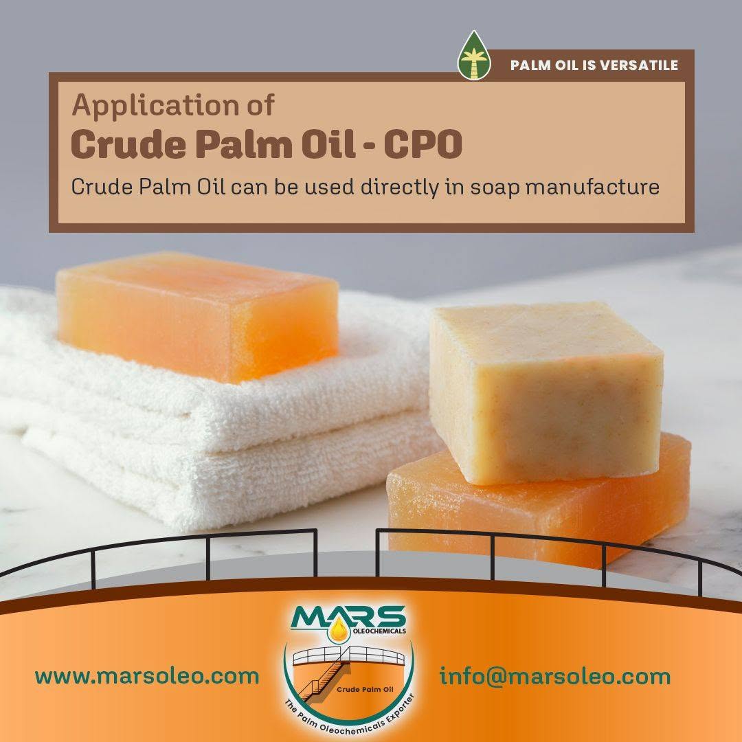 Crude Palm Oil can be saponified palm-based soap and processed into other oleochemical ingredients.