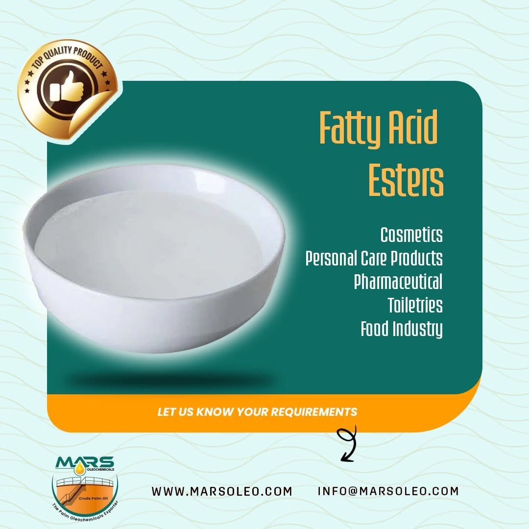 Fatty Acid Esters applications in cosmetics, personal care, toiletries, pharmaceuticals and specialty industrial formulations.