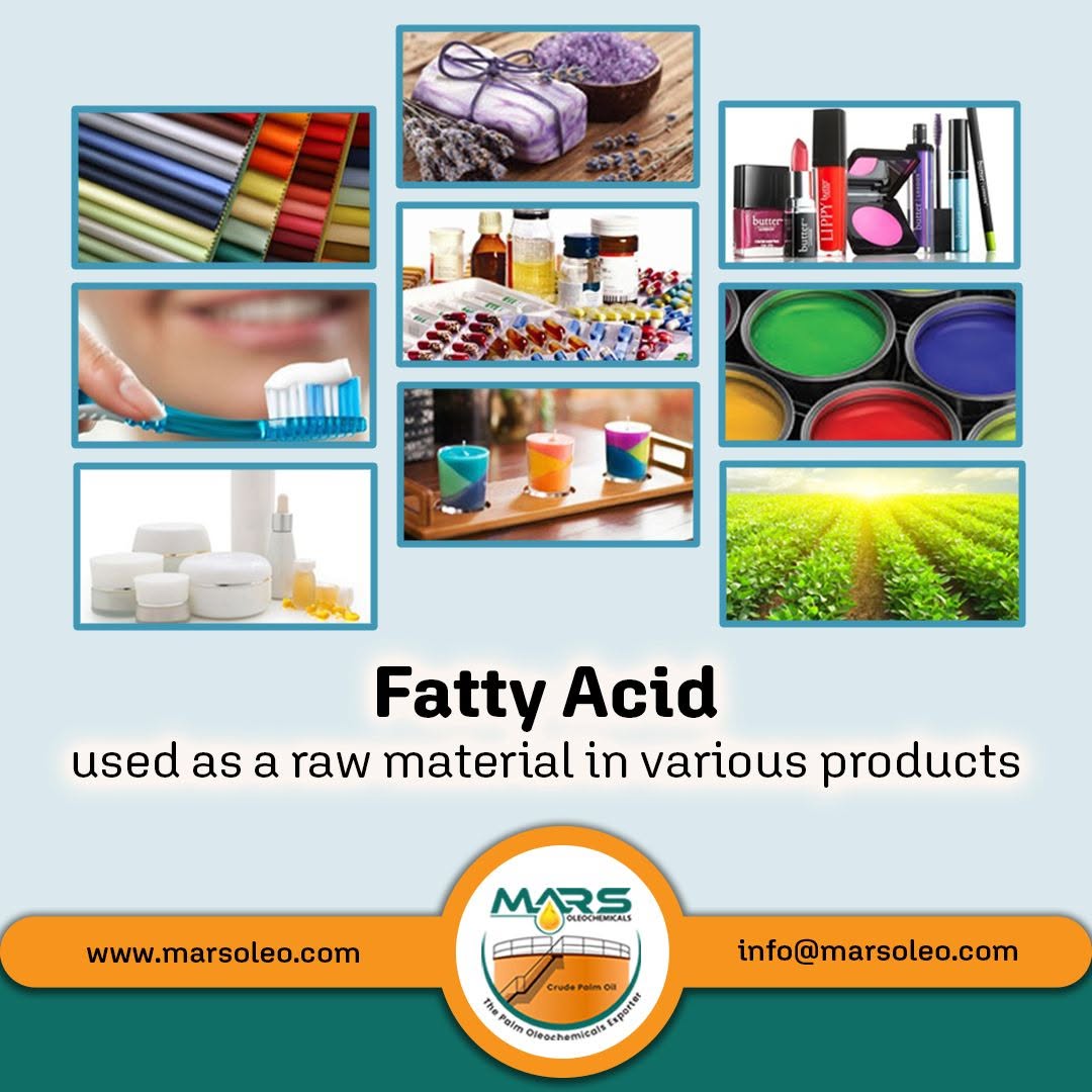 Fatty Acid used as a raw material in various products and industries including textiles, soap, pharmaceuticals, cosmetics, toothpaste, personal care, paints, candles and agriculture.