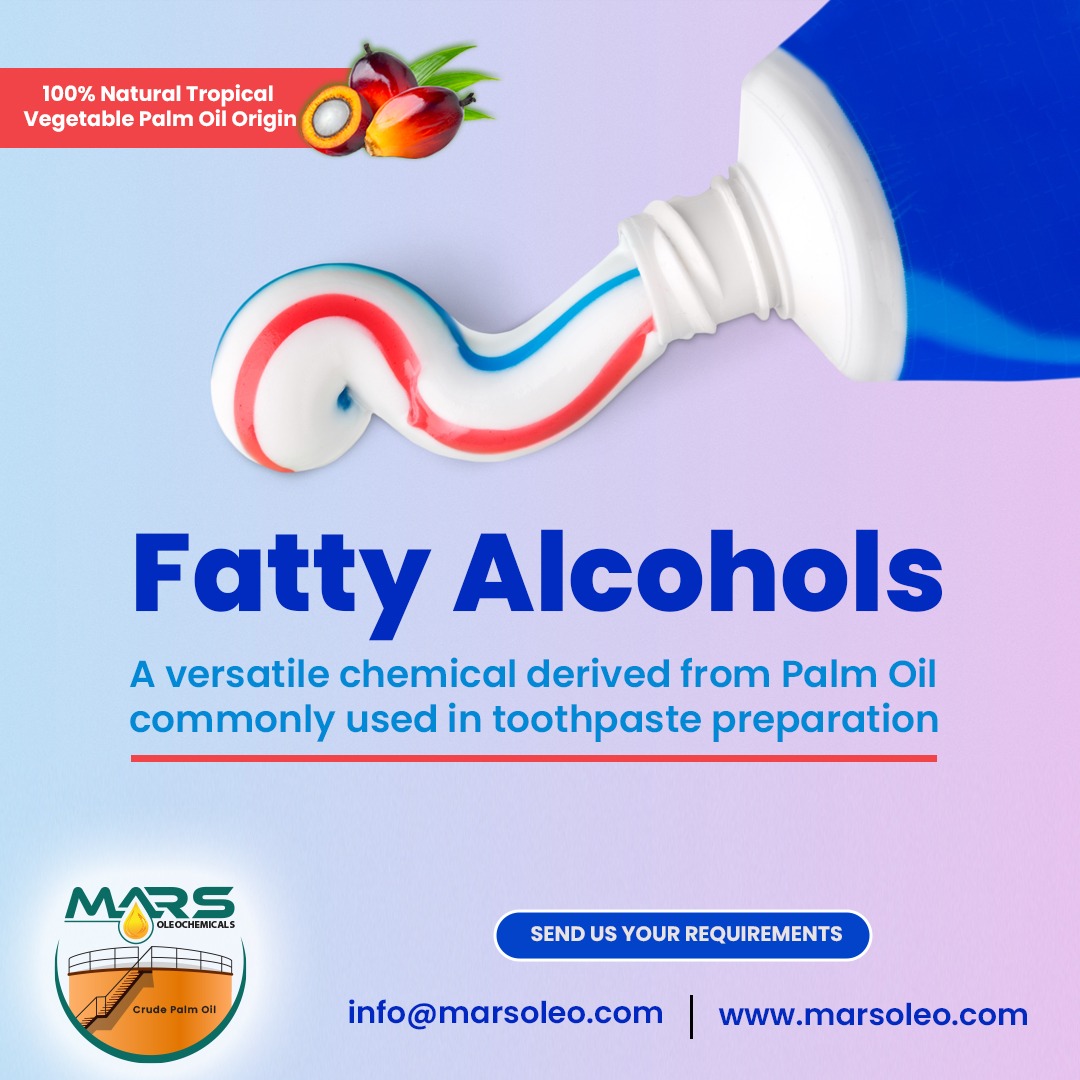 Fatty Alcohol Malaysia supplier palm-based oleochemical ingredient used in toothpaste personal care cosmetics and surfactants