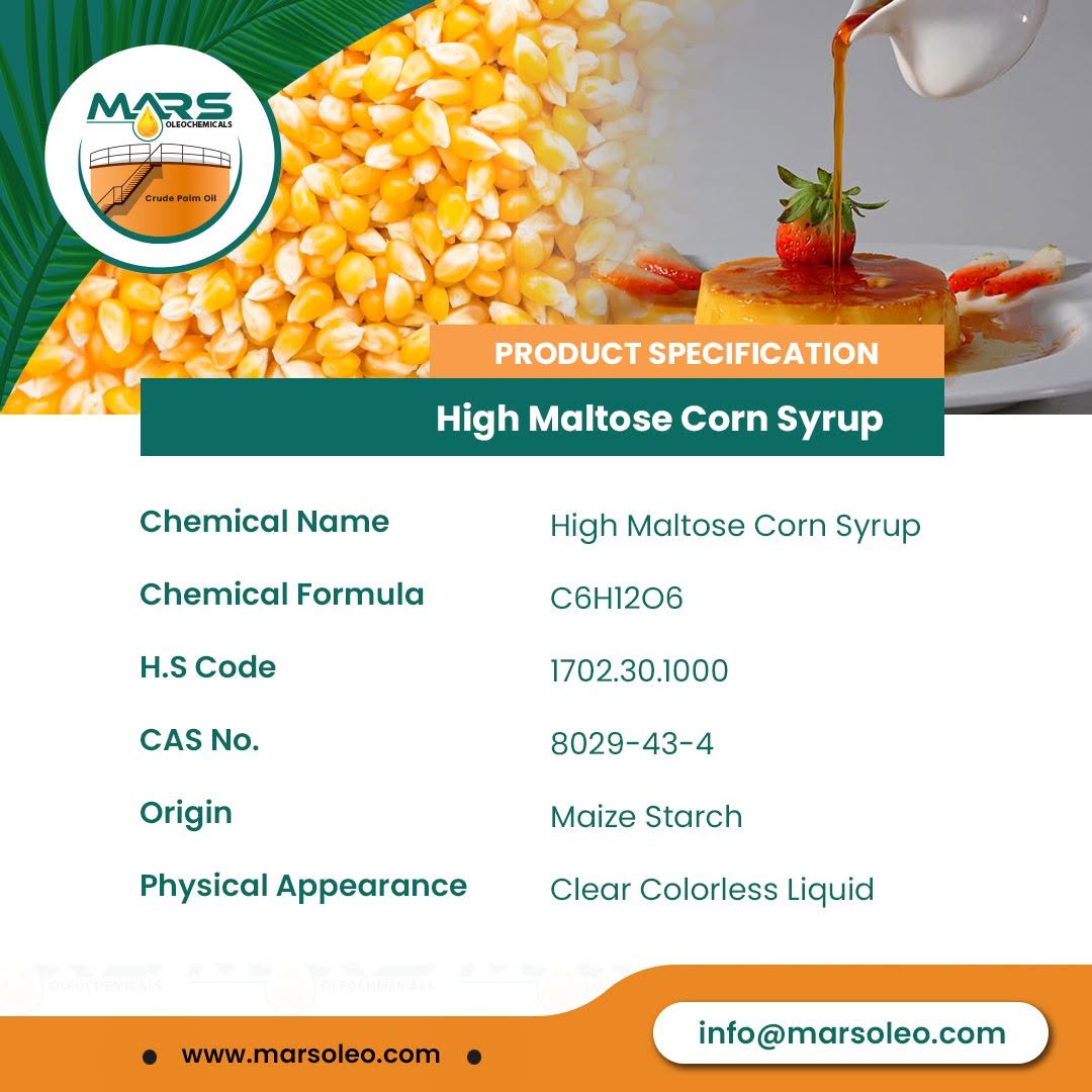 Premium High Maltose Corn Syrup manufactured from maize starch for confectionery, bakery, beverage, dairy and food processing industries.