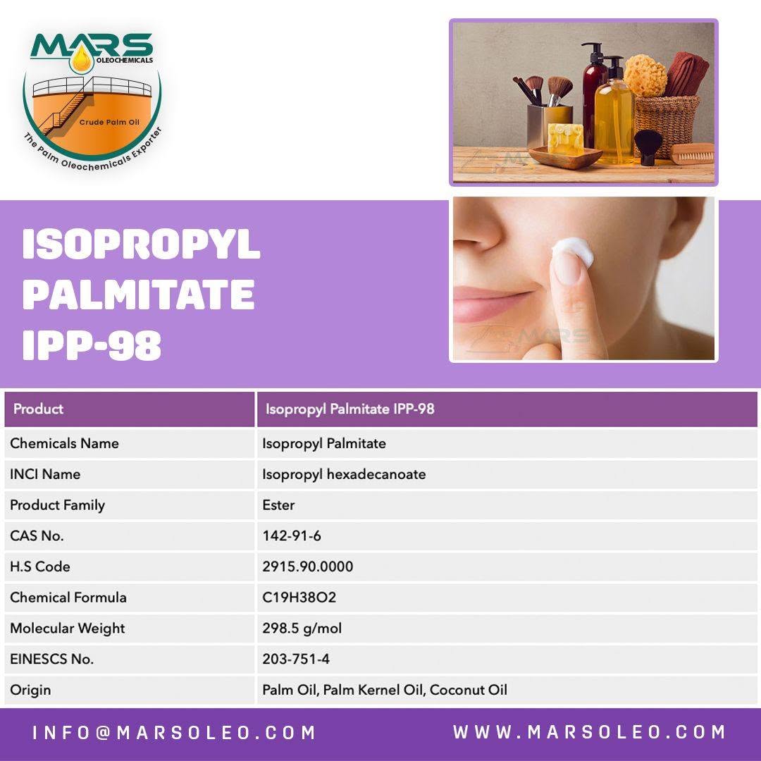 Isopropyl Palmitate IPP-98 specification skincare, cosmetics and personal-care applications.