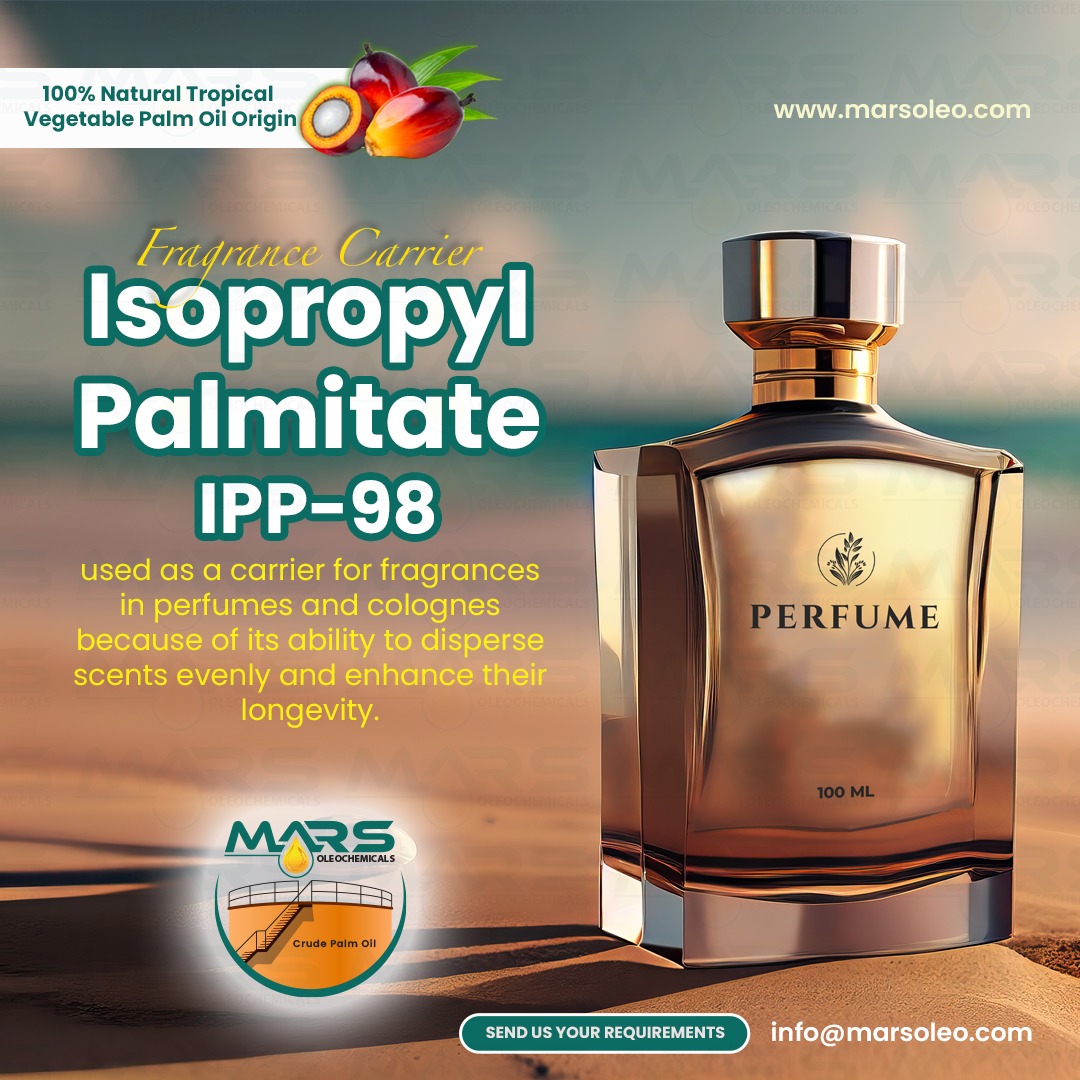 Isopropyl Palmitate IPP-98 Malaysia fragrance carrier supplier for perfumes colognes cosmetics skincare and personal care formulations