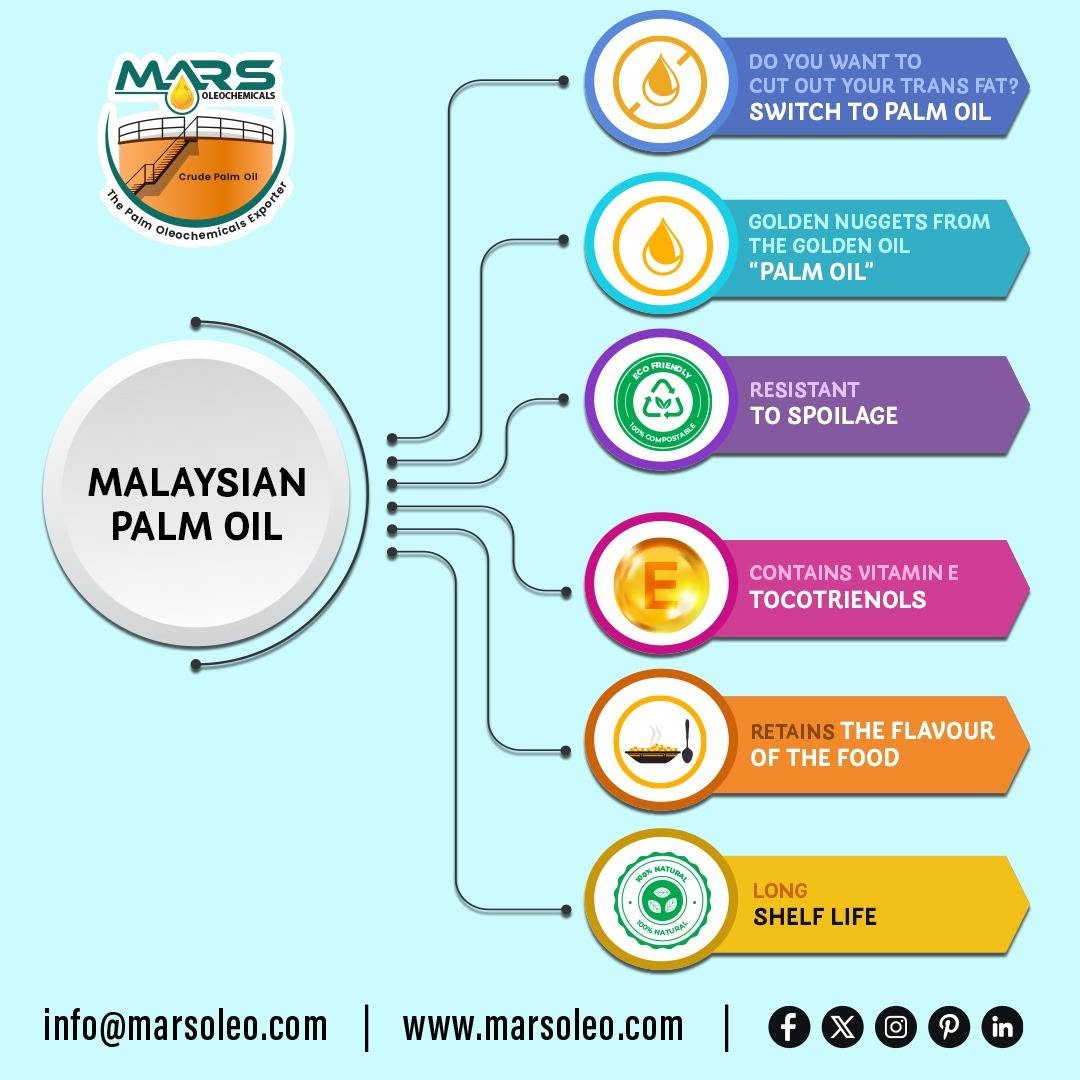 Malaysian Palm Oil benefits, including oxidative stability, vitamin E tocotrienols, flavour retention, food-processing performance and long shelf life.