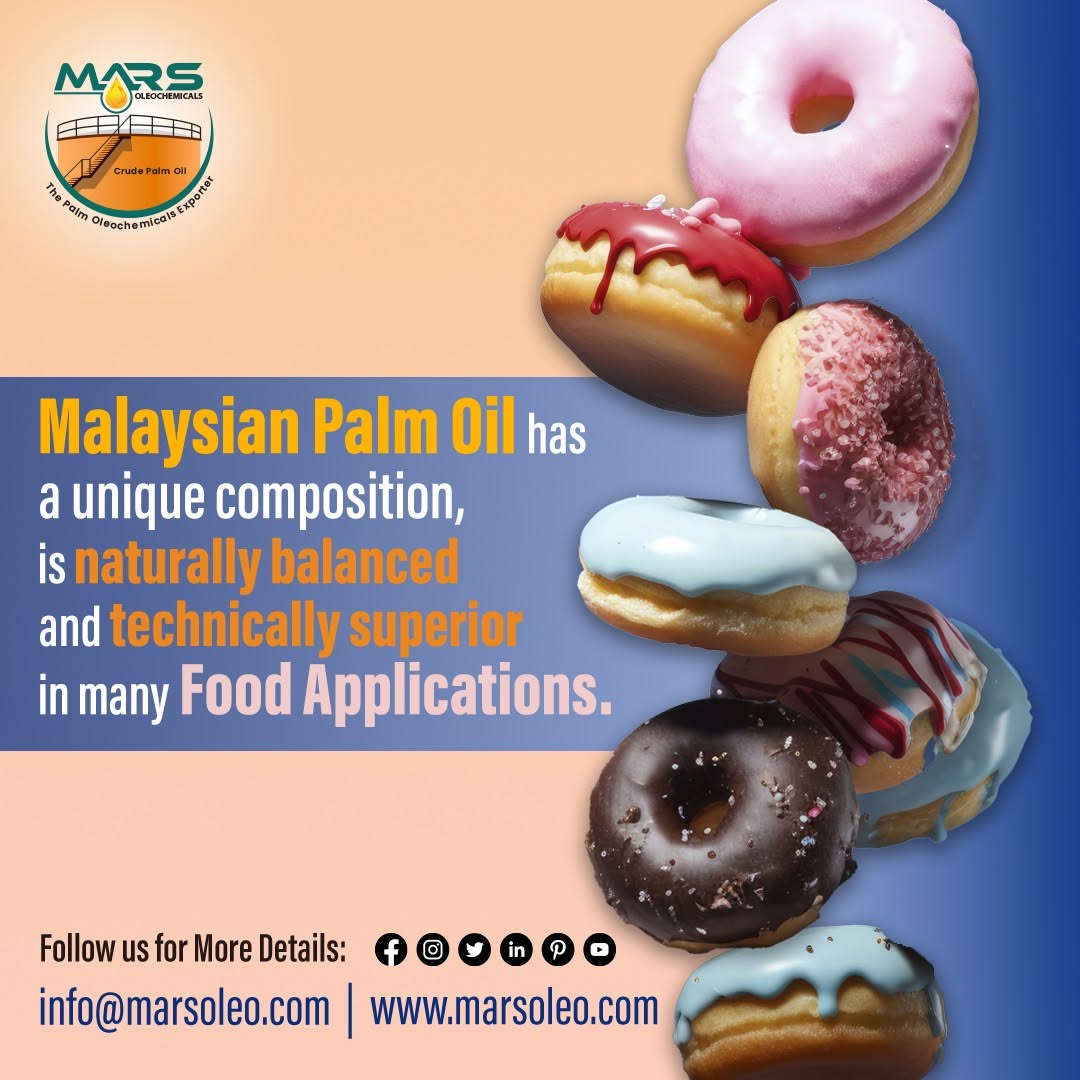 Malaysian palm oil applications in frying, bakery, confectionery and specialty food manufacturing.