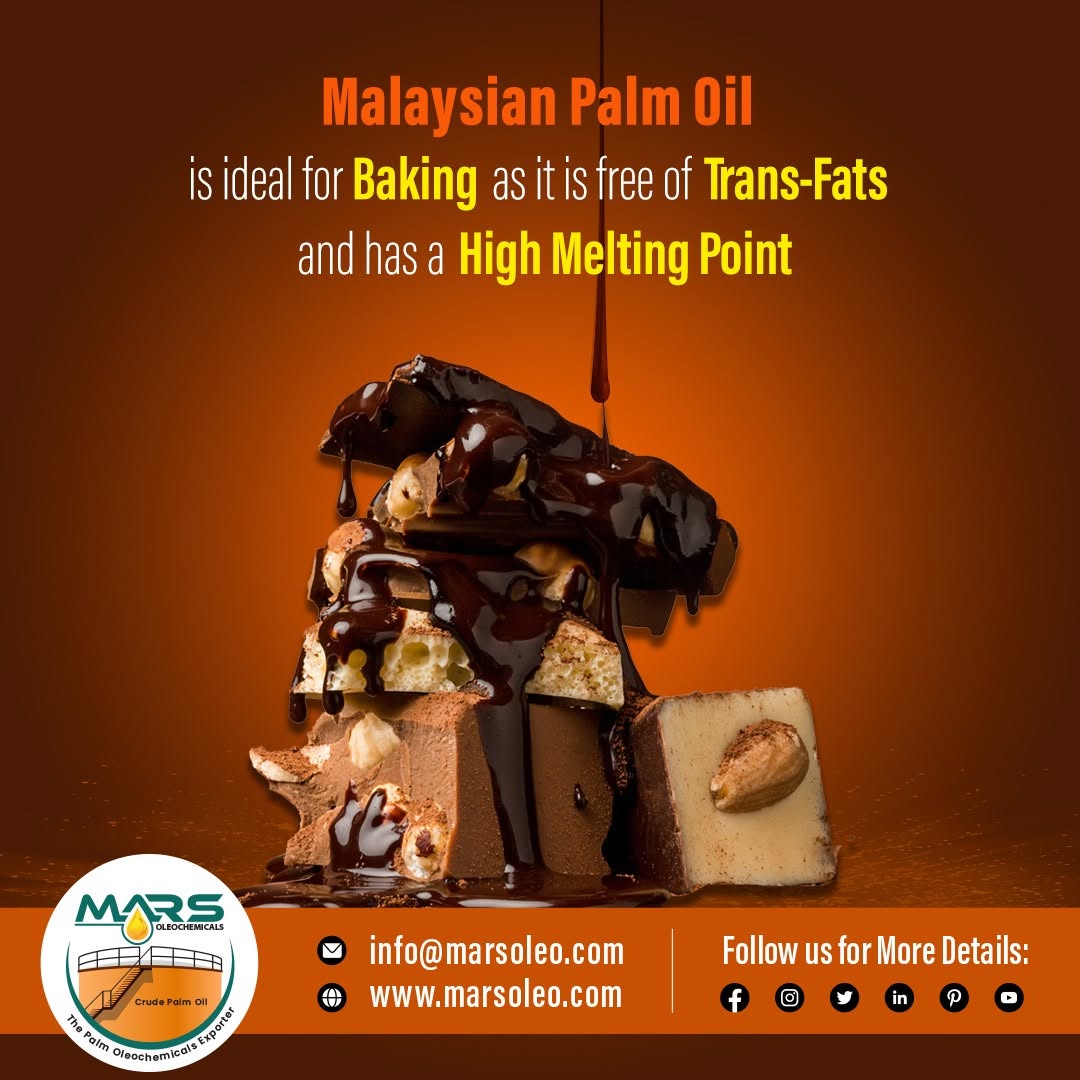 Malaysian palm oil for bakery fats, shortening, cakes, cookies, pastries and confectionery manufacturing applications.