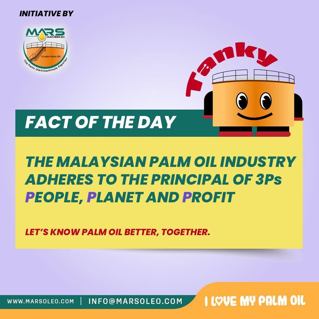 Tanky's Fact of the Day by Mars Oleochemicals explaining the People, Planet and Profit 3Ps concept for Malaysian palm oil sustainability