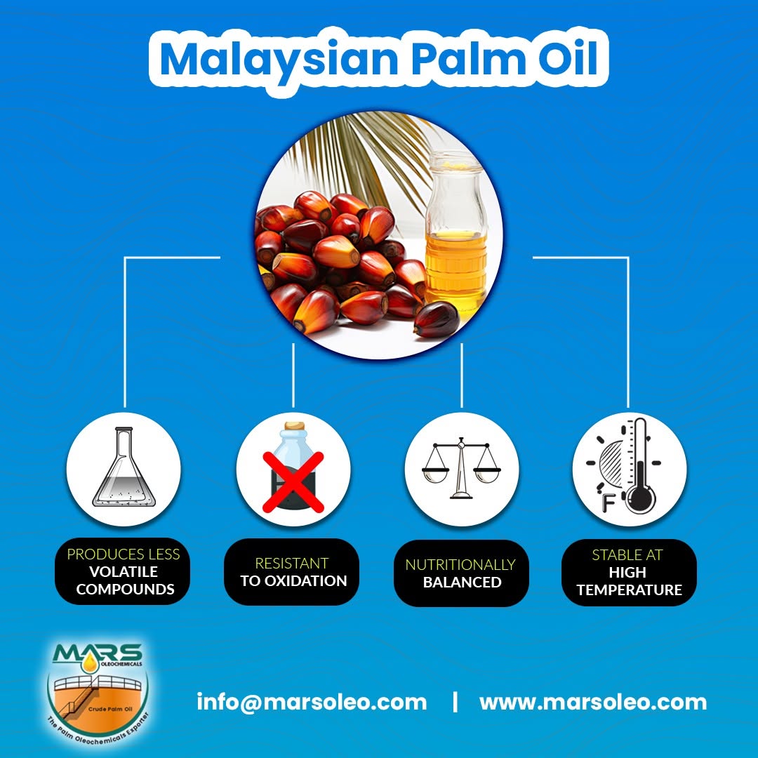Mars Oleochemicals Malaysian Palm Oil oxidative stability, fatty-acid balance, high-temperature performance and volatile compounds.
