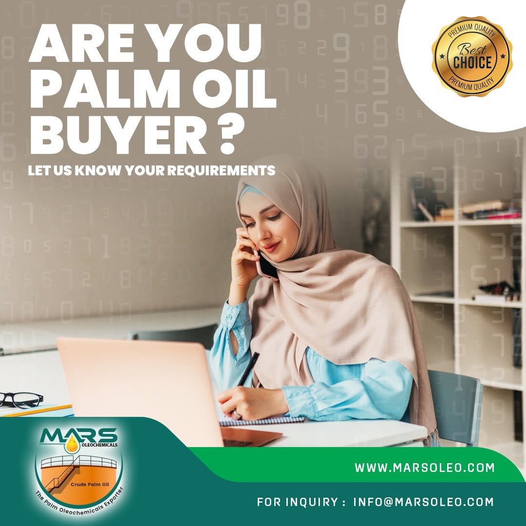 Professional buyer sourcing Malaysian palm oil from Mars Oleochemicals for bulk international trade and industrial requirements.
