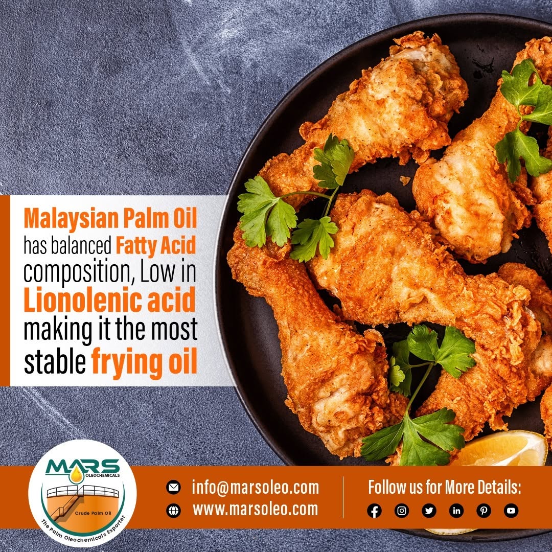 Malaysian palm olein with high oxidative stability and low linolenic acid for frying.