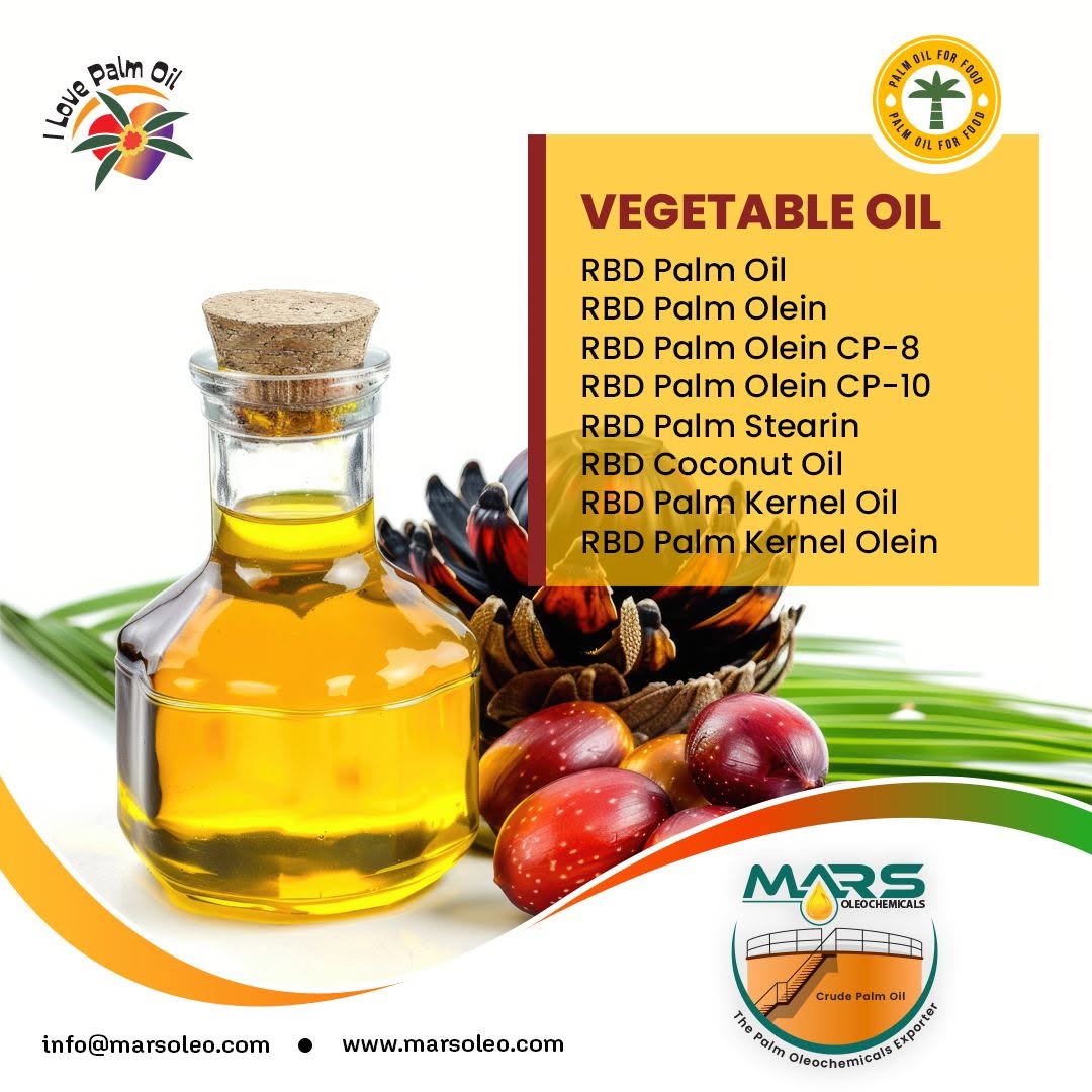 High-Quality RBD Palm Oil, Palm Olein, Palm Stearin, Coconut Oil and Palm Kernel Oil Products.