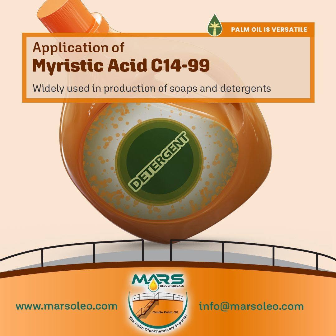 Myristic Acid soap production, cleansing surfactants, foam, texture and formulation performance worldwide