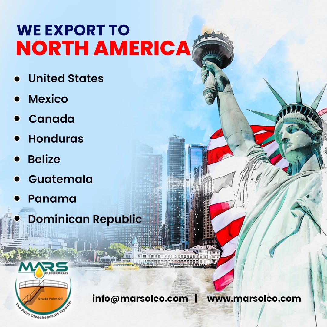 Palm Oil & Palm Oleochemicals Exporter to North America from Malaysia
