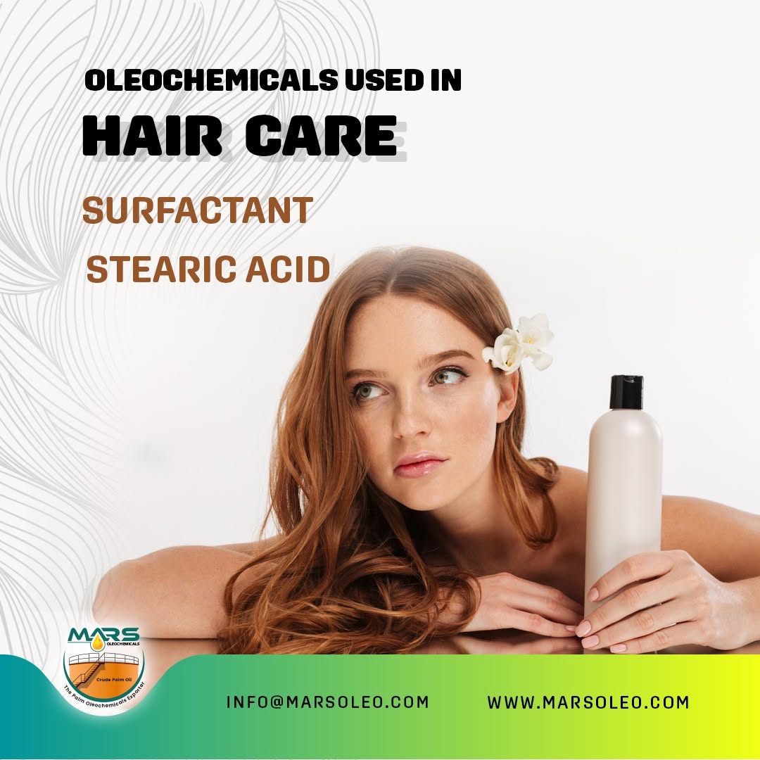 Hair care bottle representing surfactants and Stearic Acid used in hair care formulations.