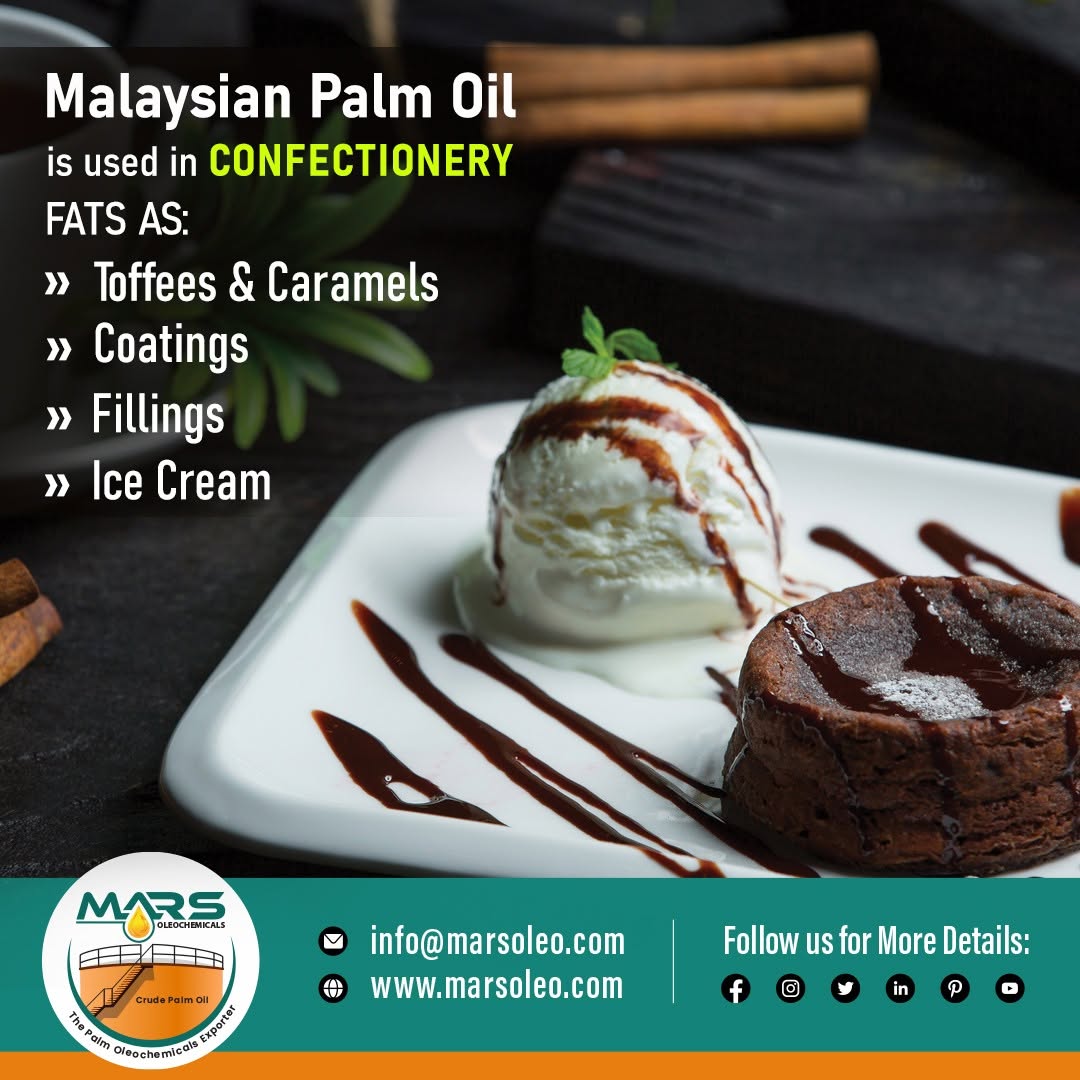 Malaysian palm-based confectionery fats for coatings, fillings and frozen desserts.