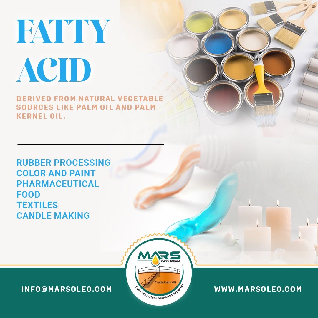 Fatty Acid applications in rubber processing, paints and coatings, textiles, candles and industrial manufacturing by Mars Oleochemicals.