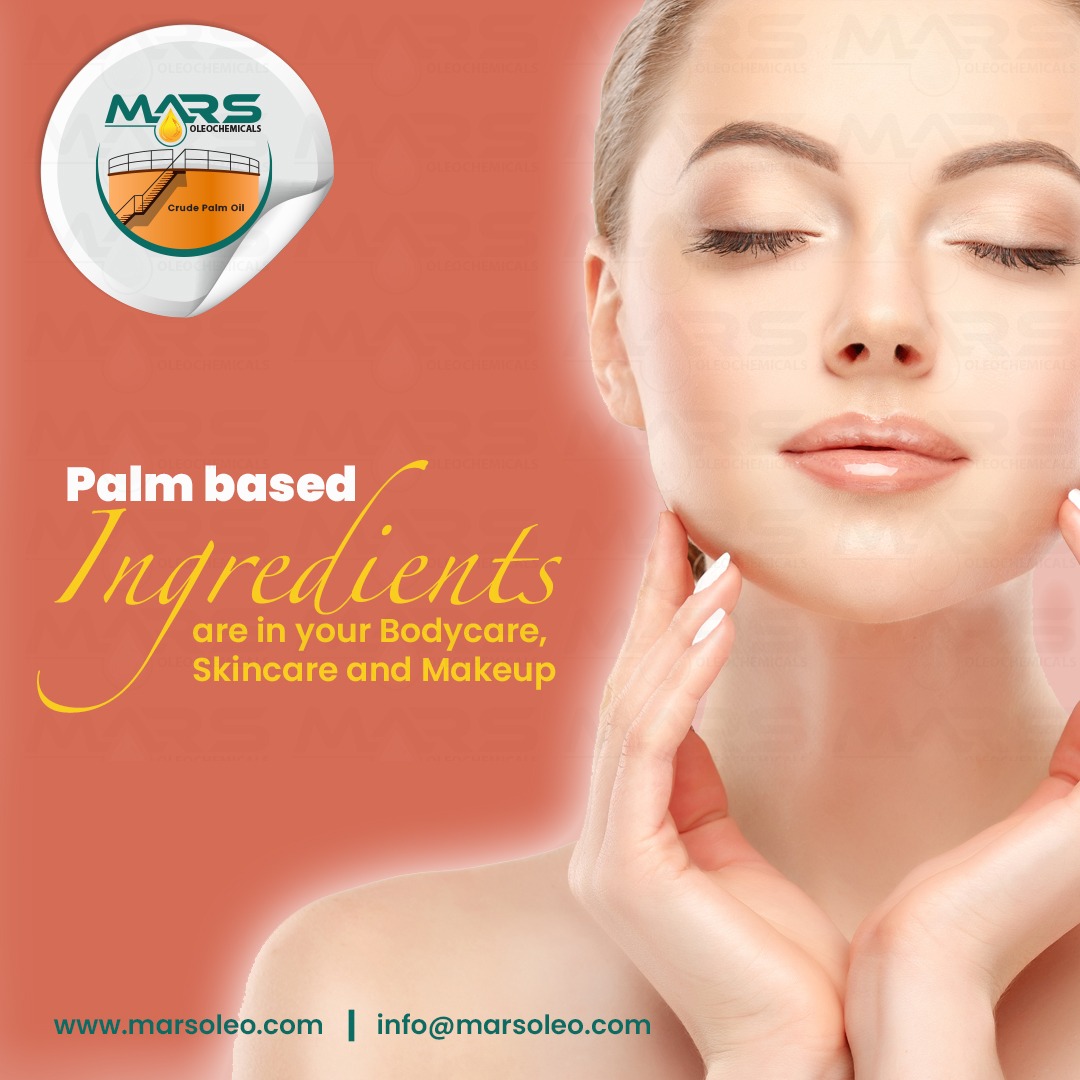 Palm based ingredients used in skincare body care and makeup products supplied by Mars Oleochemicals Malaysia
