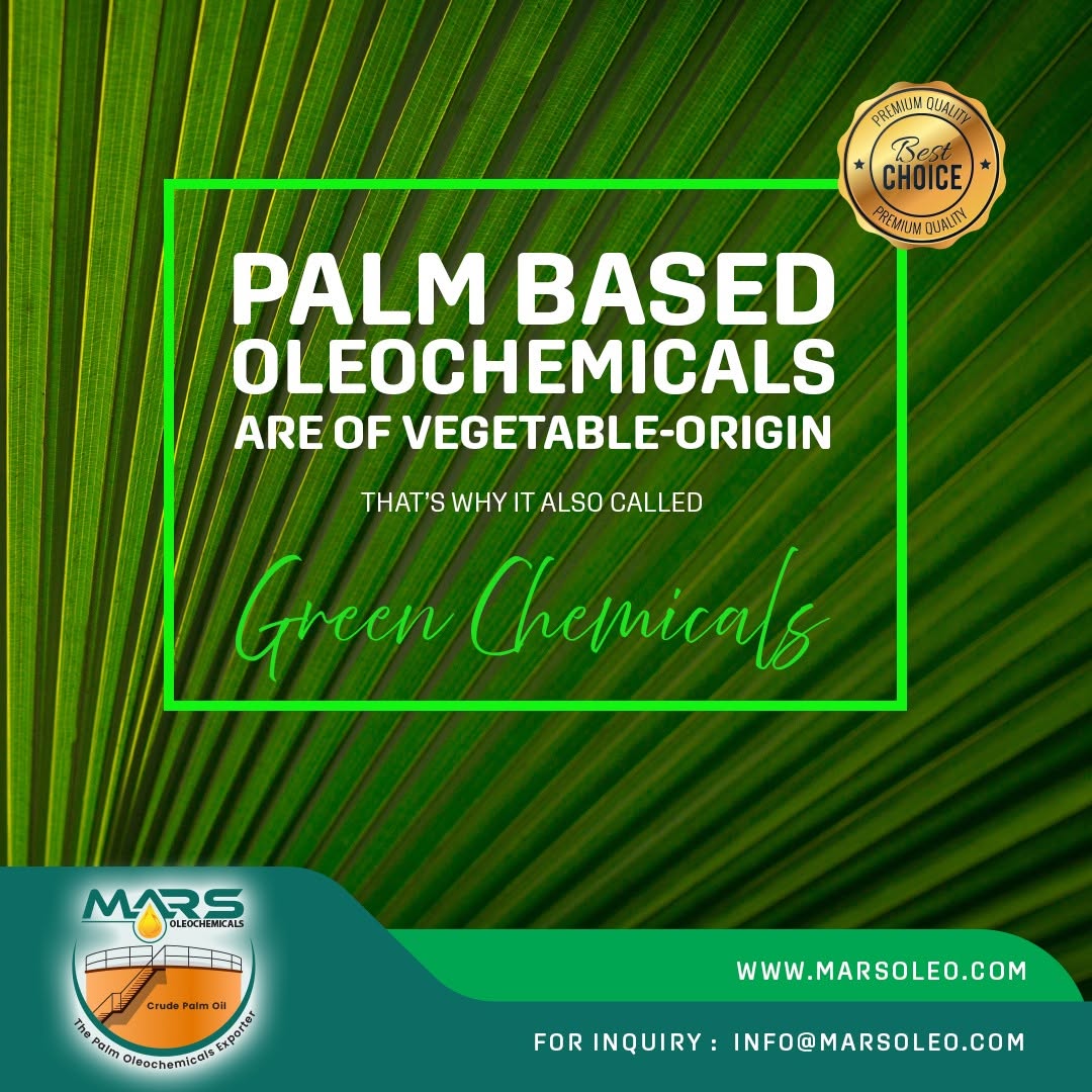 Renewable vegetable-origin palm-based oleochemicals used across consumer and industrial applications.