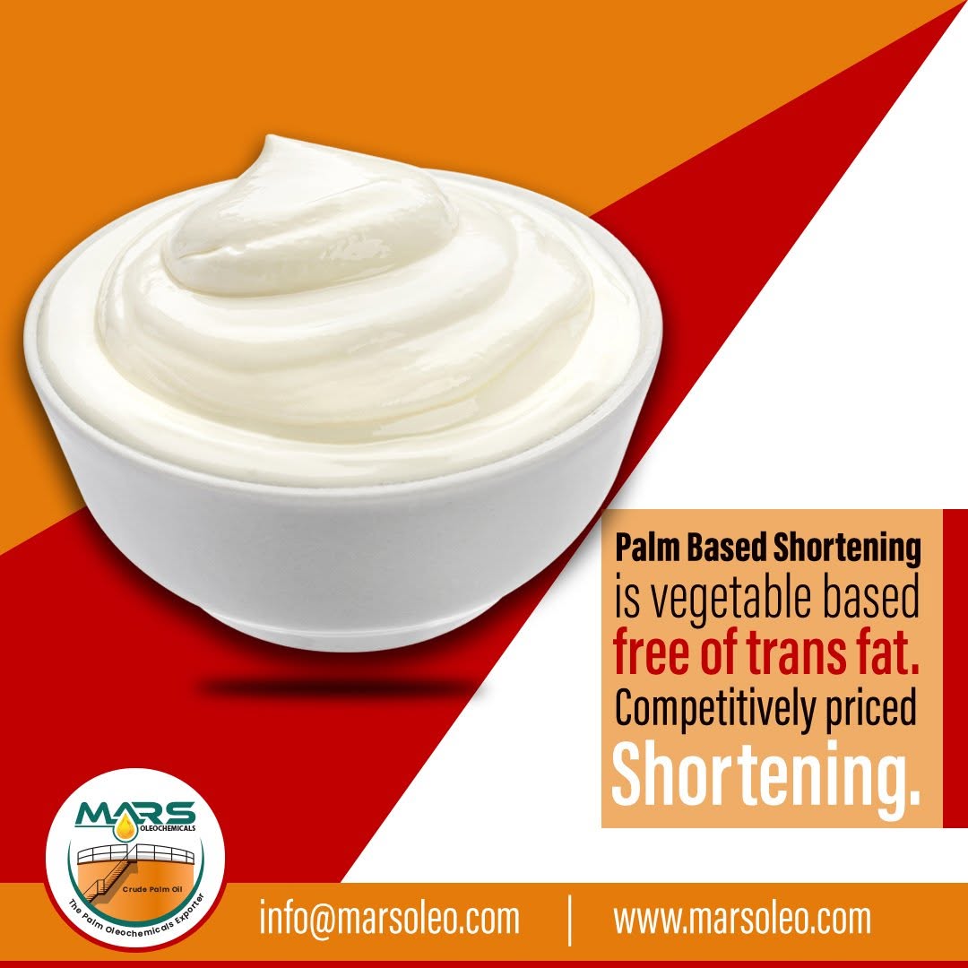 Palm-based vegetable shortening used in bakery, pastry, frying and commercial food-processing applications.