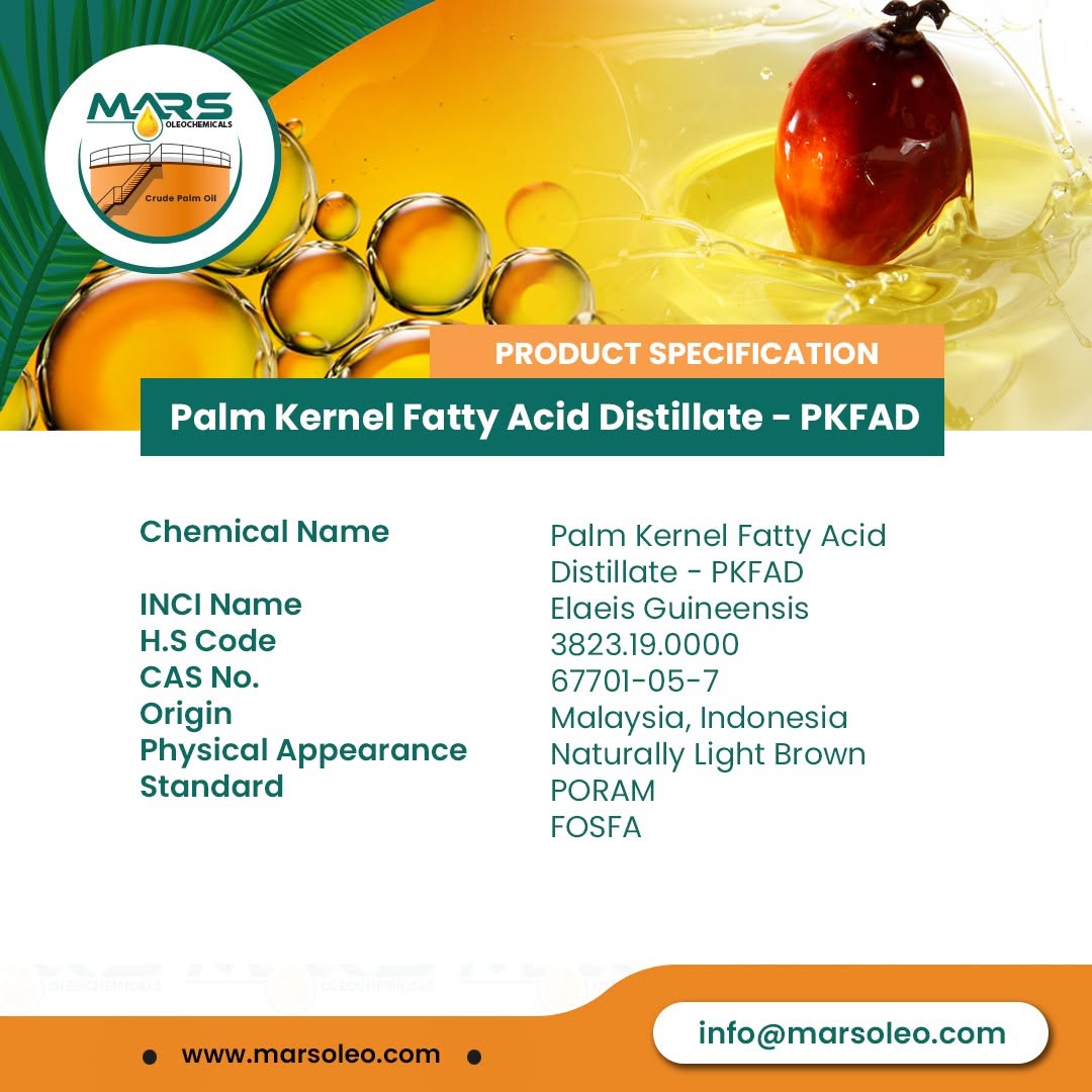 Palm Kernel Fatty Acid Distillate Supplier Malaysia Indonesia Material | Mars Oleochemicals