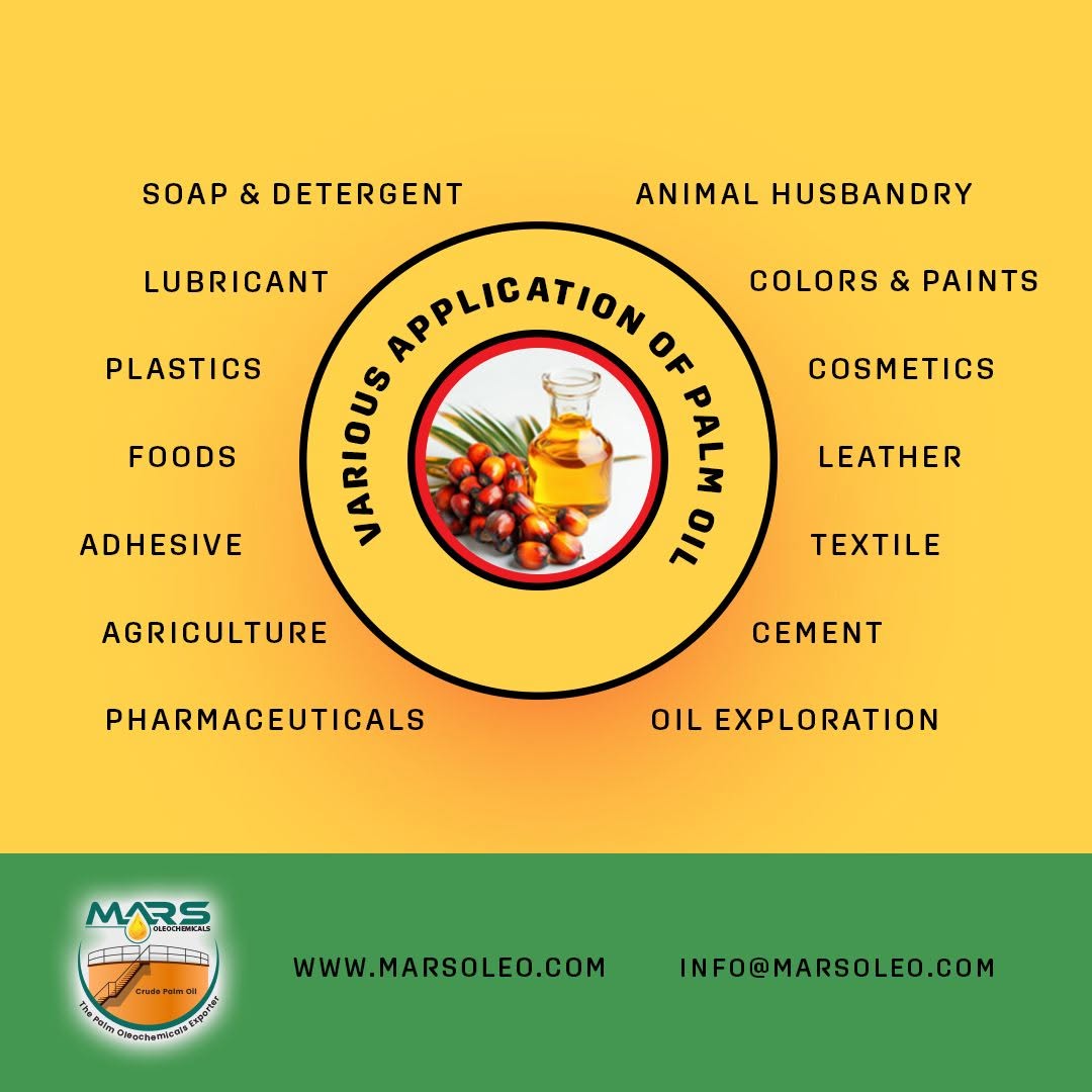 Mars Oleochemicals palm oil applications across food, soap, cosmetics, lubricants, textiles, agriculture and industrial sectors.
