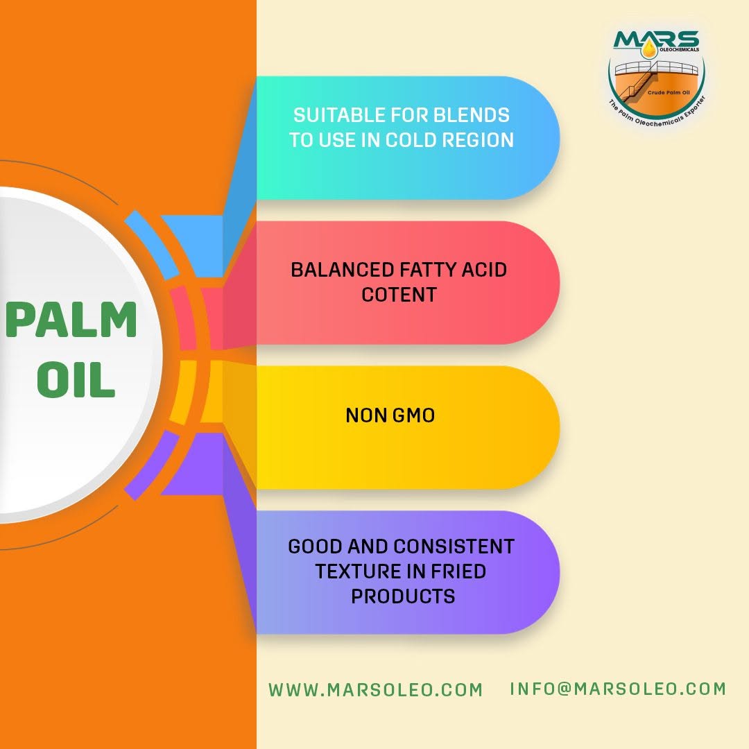Mars Oleochemicals palm oil blending for cooler regions, fatty-acid composition and fried-food performance.