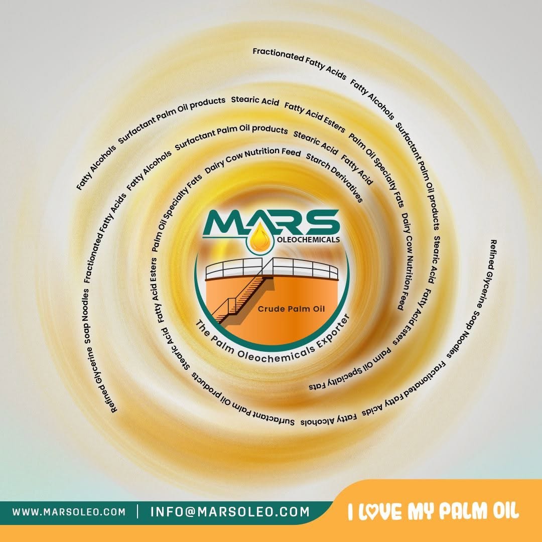 Mars Oleochemicals Malaysia refined glycerine, soap noodles, fatty acids, fatty alcohols, surfactants, esters, specialty fats and related products