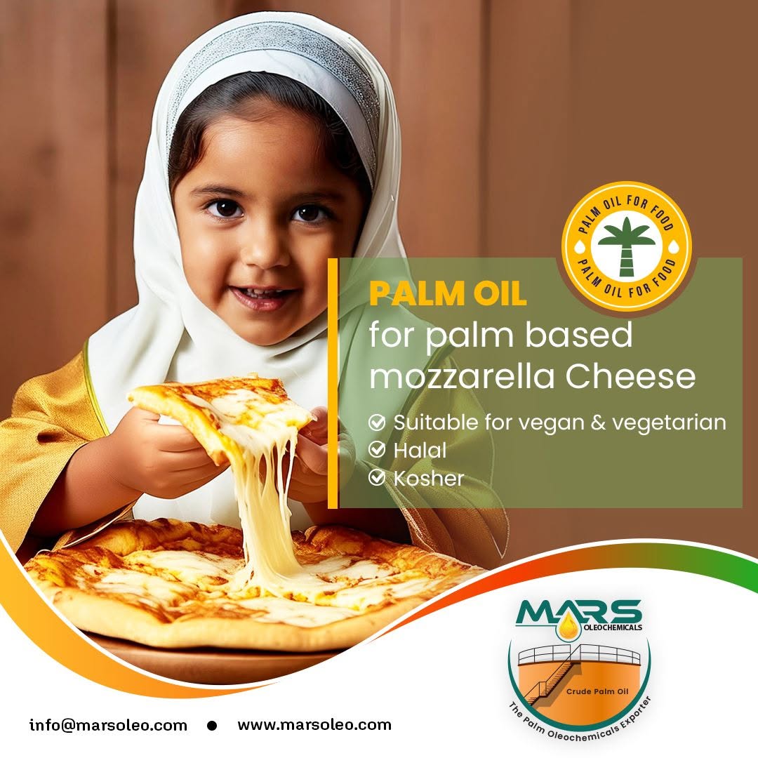 Mars Oleochemicals supplies high-quality Palm Oil for plant-based mozzarella cheese, vegan cheese alternatives, vegetarian cheese alternatives, pizza toppings and commercial food manufacturing applications worldwide.