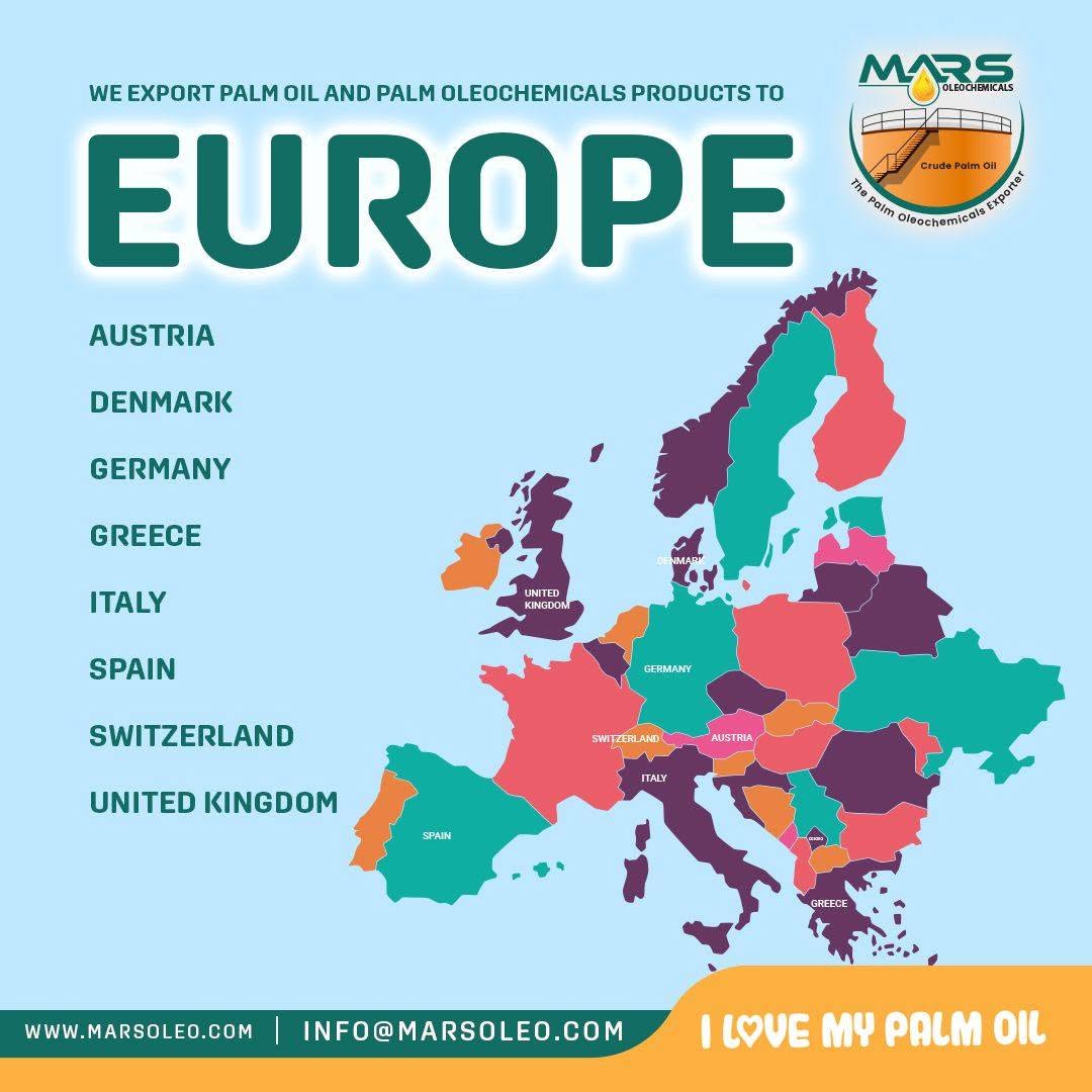 Mars Oleochemicals palm oil and oleochemical exports to eight European countries.