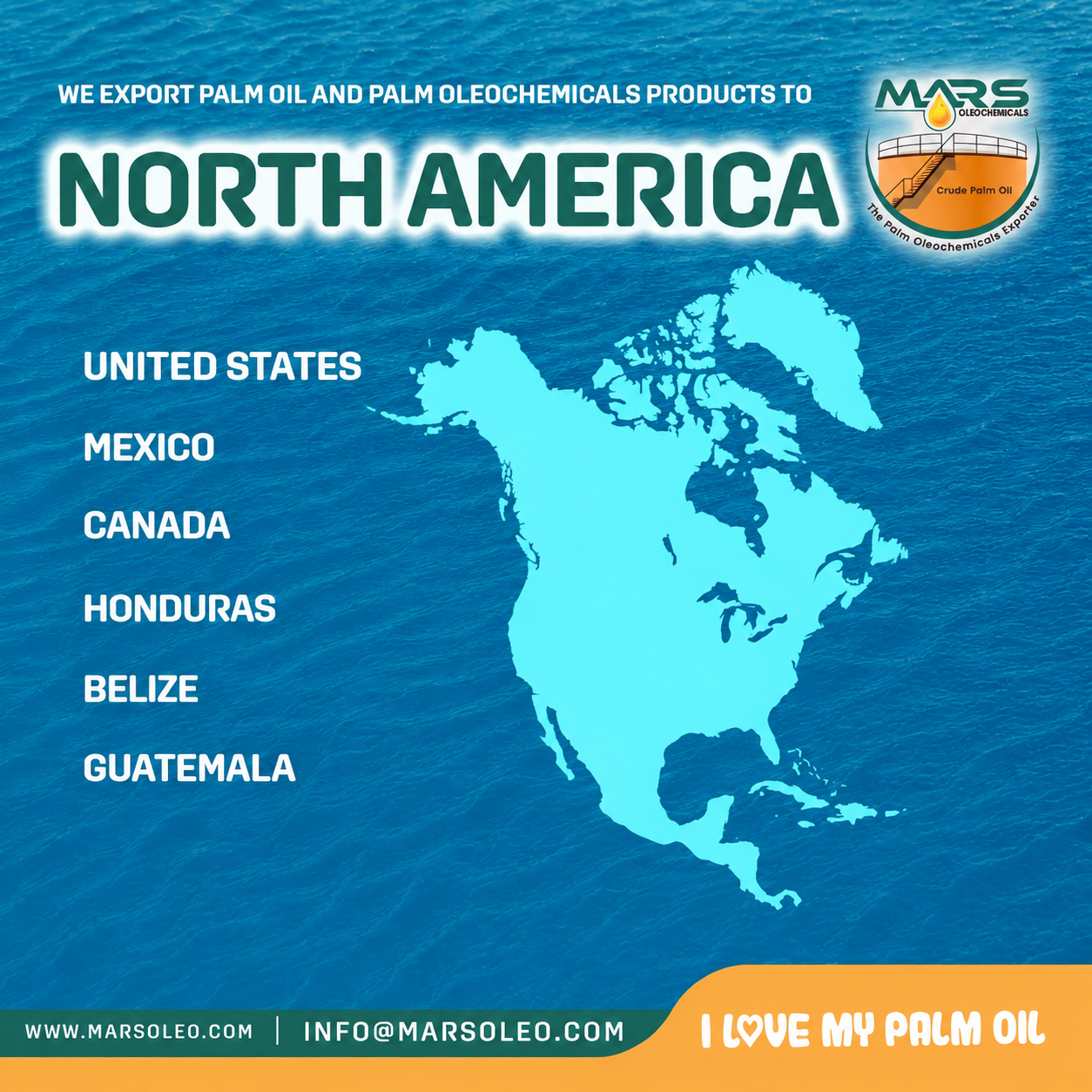 North America Mars Oleochemicals export markets for Malaysian palm oil and palm-based oleochemicals.