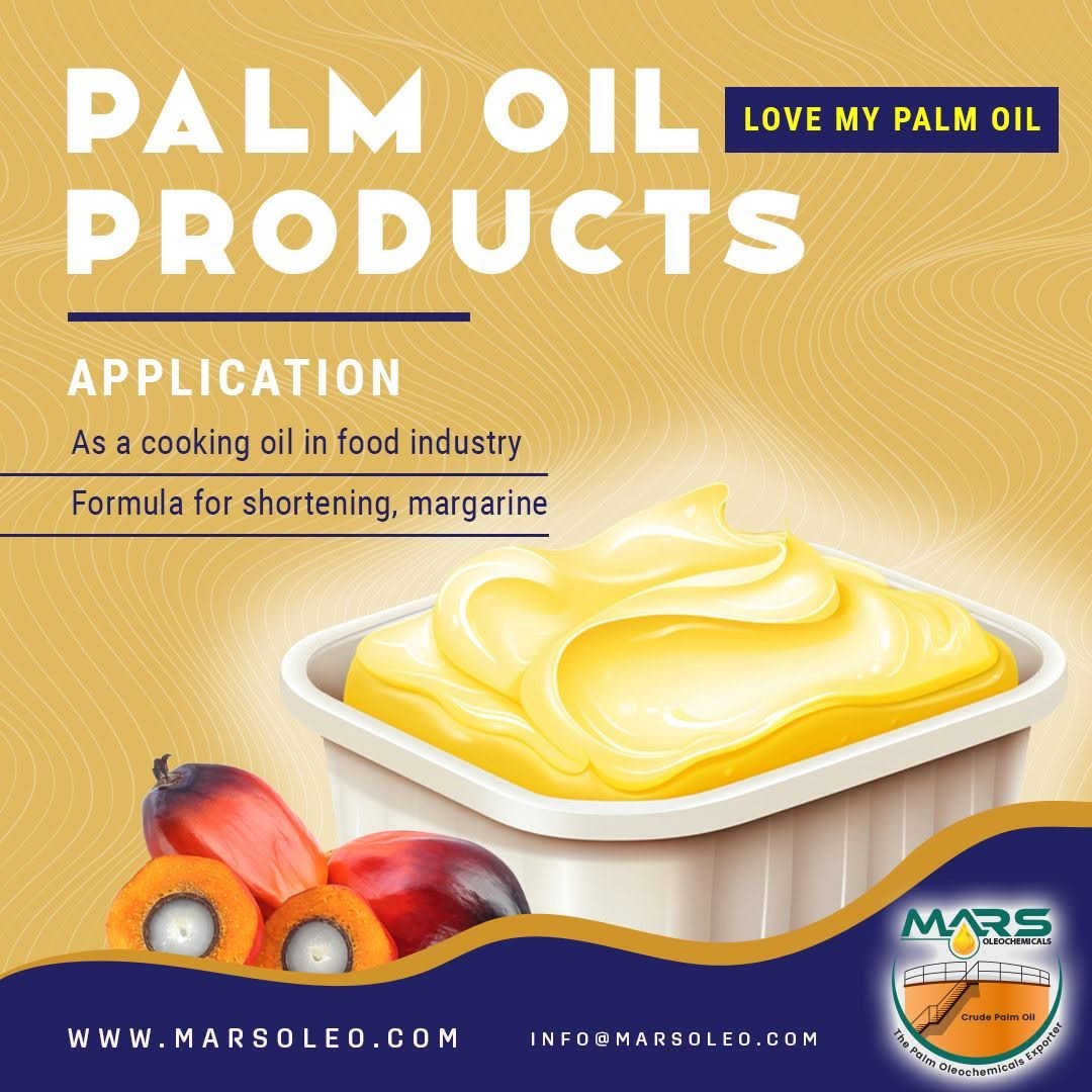 Malaysian palm oil products cooking oil, margarine and food manufacturing applications.