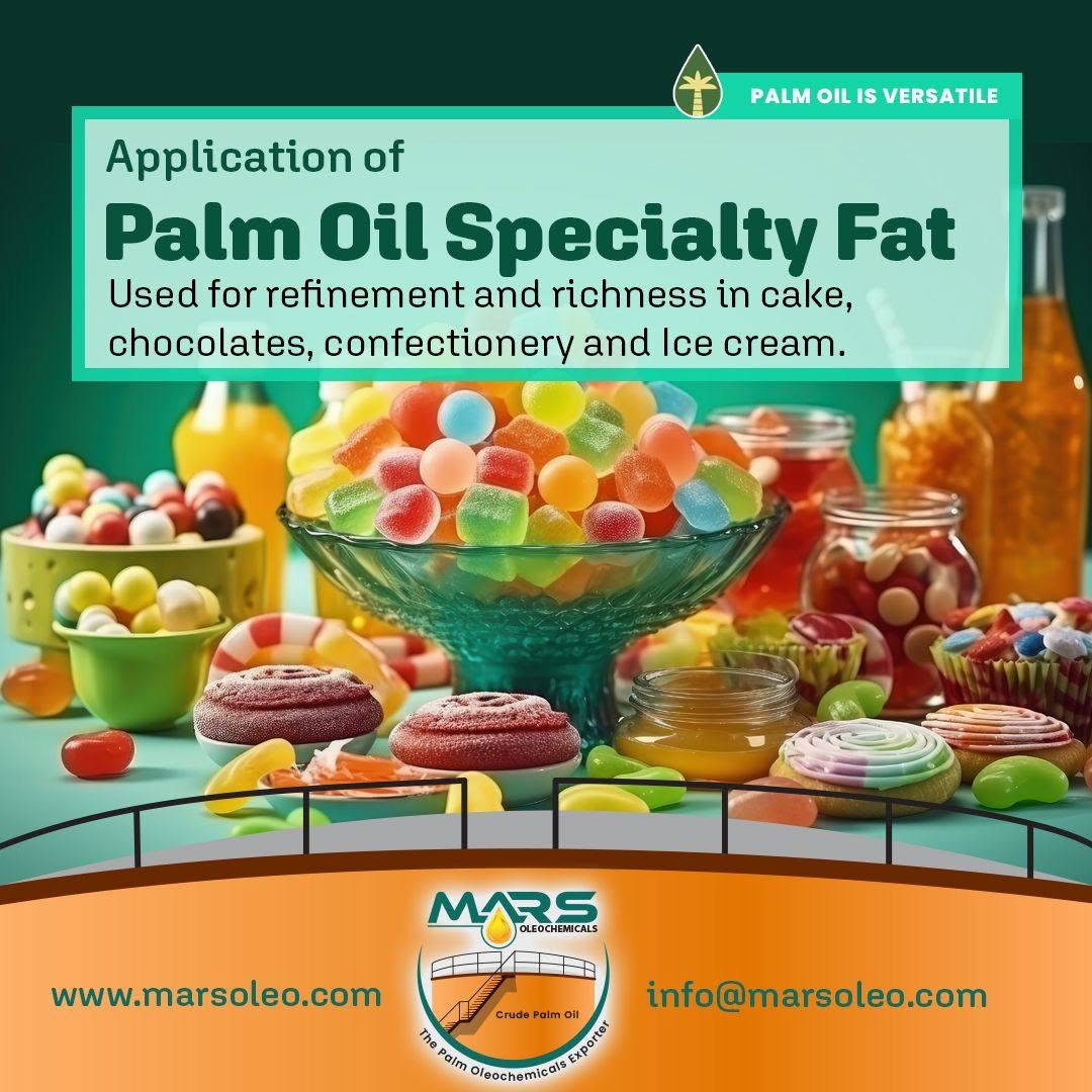 Colourful confectionery, cakes and desserts palm oil specialty-fat applications in bakery, chocolate and ice cream manufacturing.