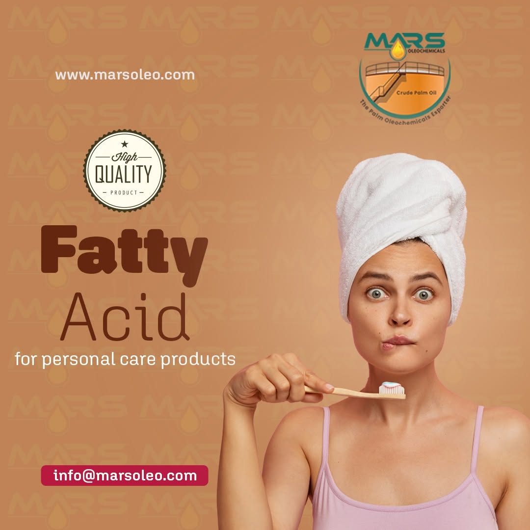 Premium palm-based Fatty Acids for manufacturing high-quality skincare products, soaps, cosmetics, toothpaste and personal care formulations.