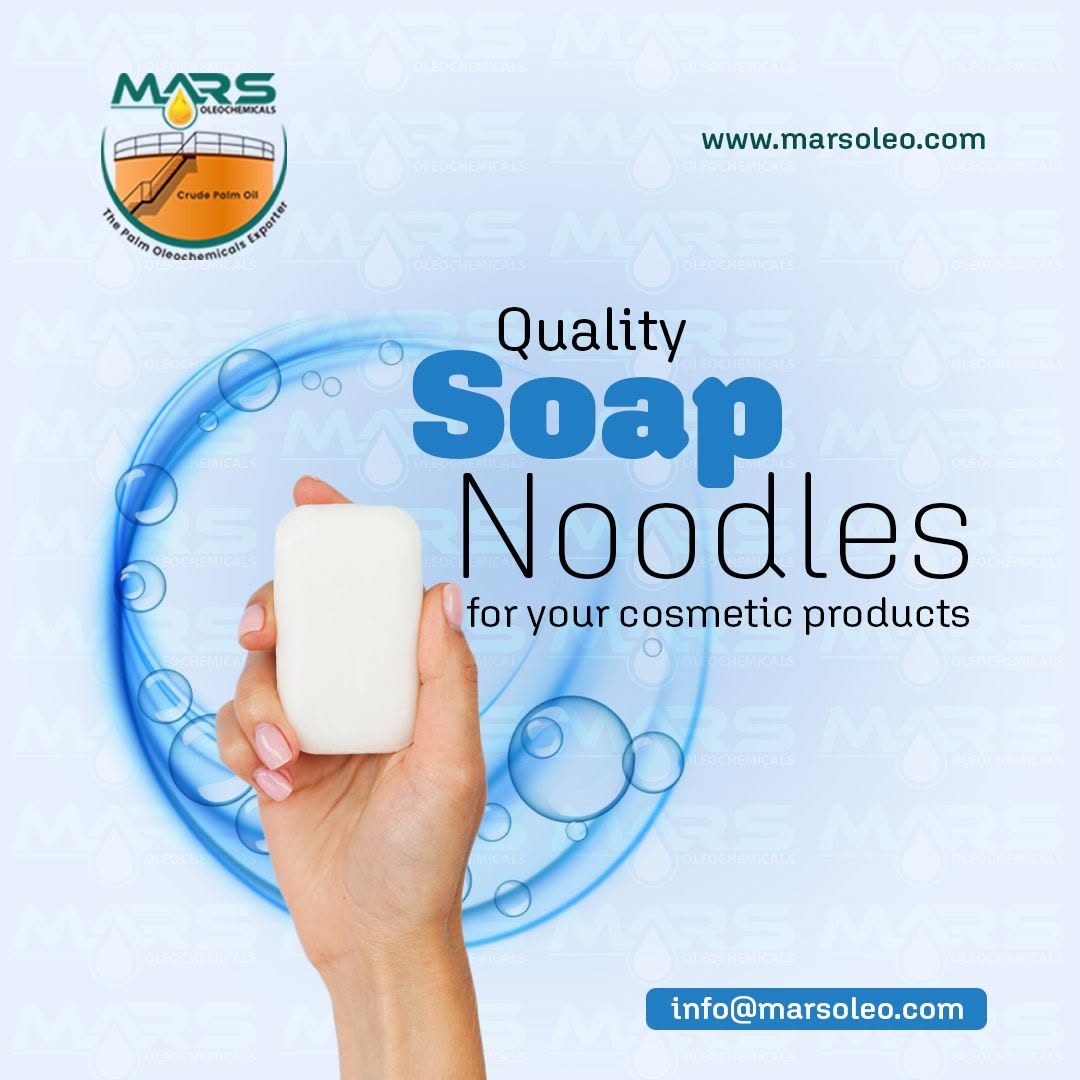 High-quality soap noodles for cosmetic soap manufacturing and personal care products.