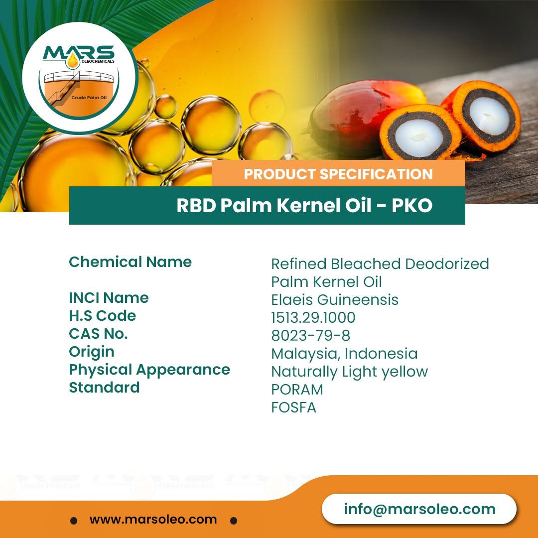 RBD Palm Kernel Oil (PKO) Supplier & Exporte | Mars Oleochemicals