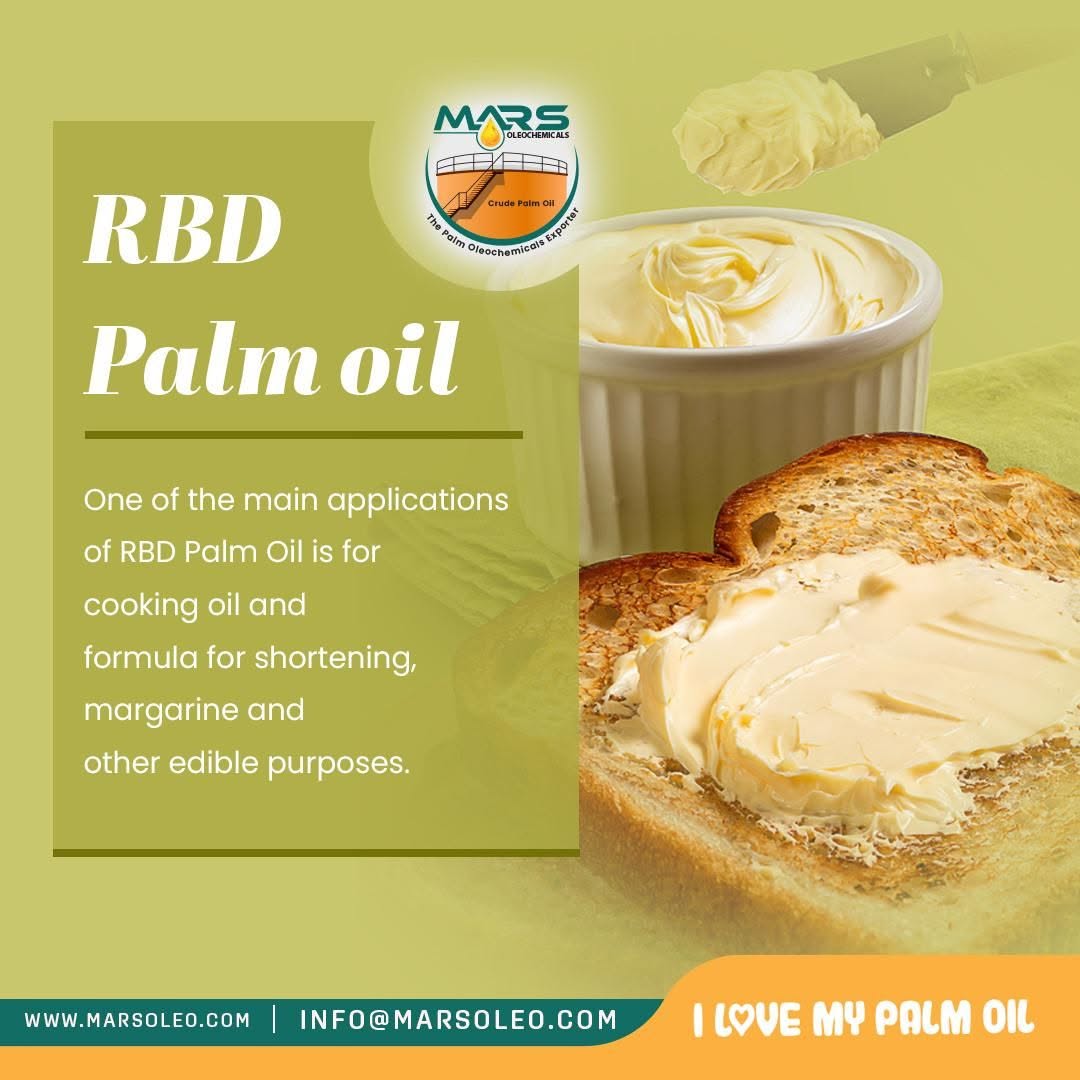 Mars Oleochemicals RBD Palm Oil margarine, bread and edible food manufacturing applications.