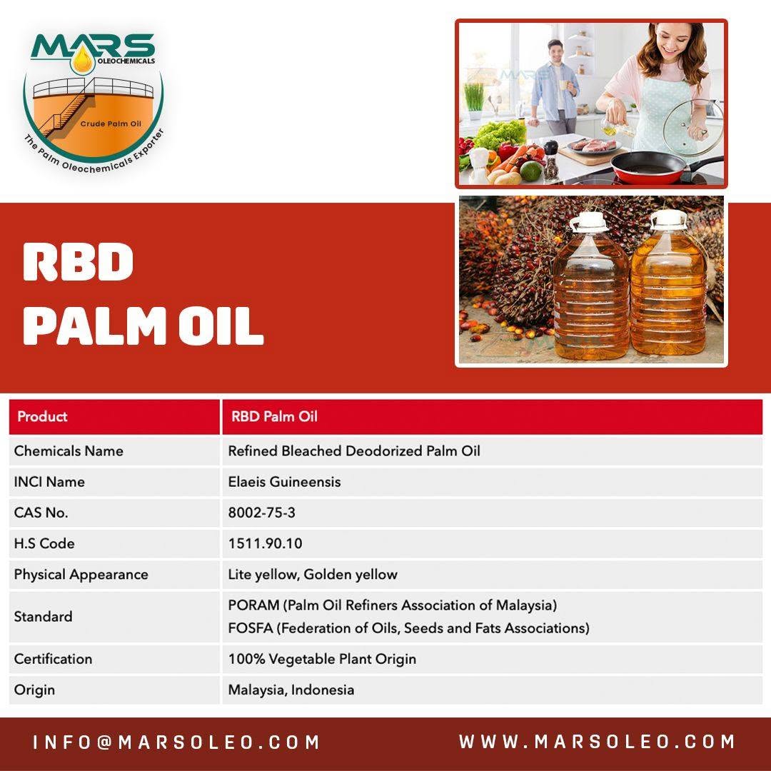 RBD Palm Oil supports frying, shortening, margarine and commercial food-manufacturing applications.