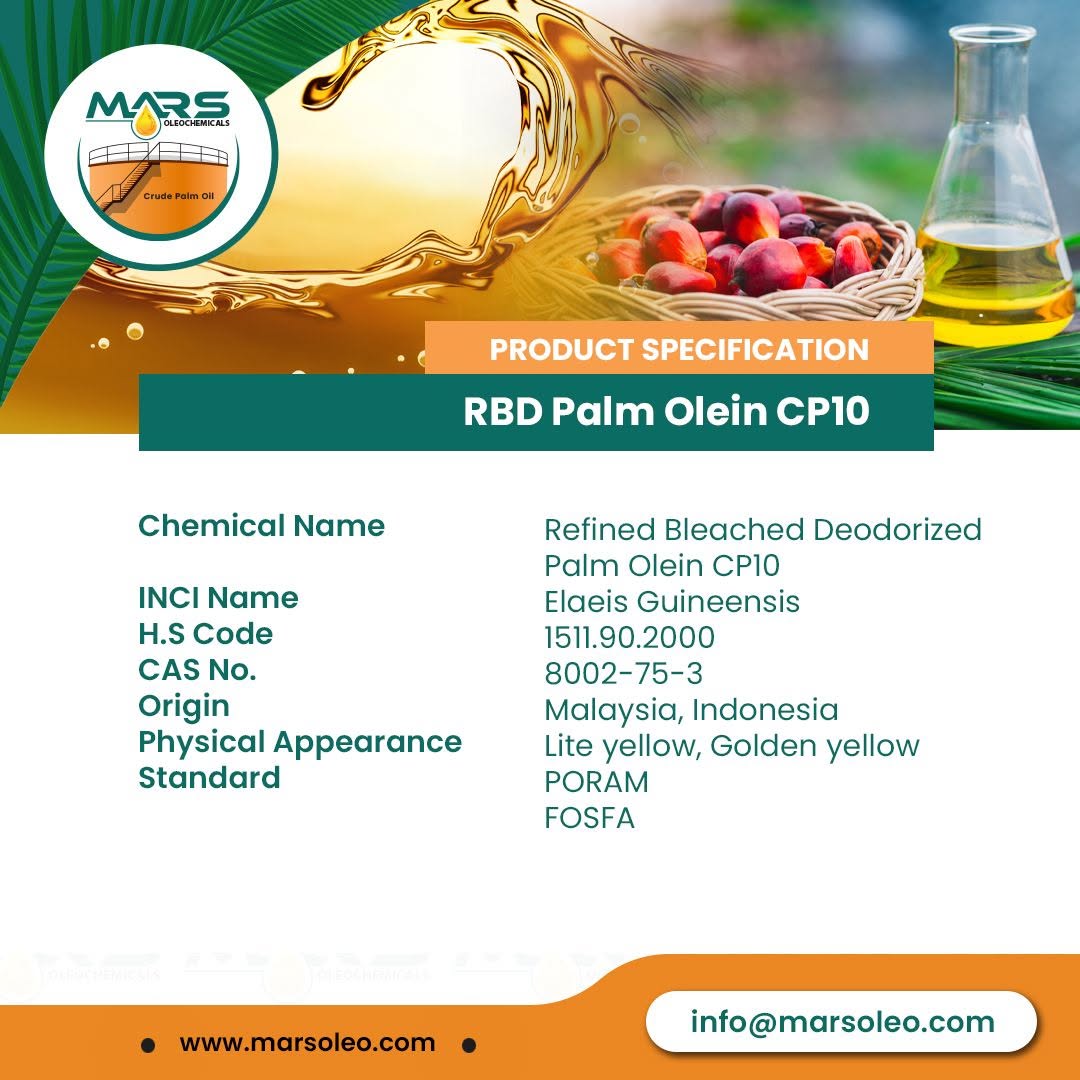 RBD Palm Olein CP10 Refined Bleached Deodorized Palm Olein Supplier Malaysia Indonesia
