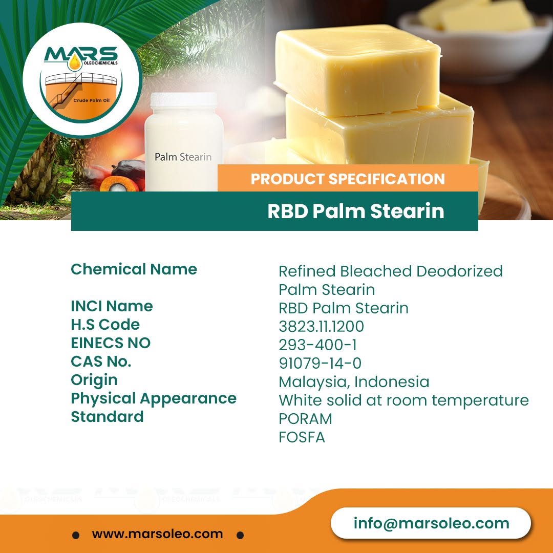 RBD Palm Stearin Supplier Malaysia | Mars Oleochemicals