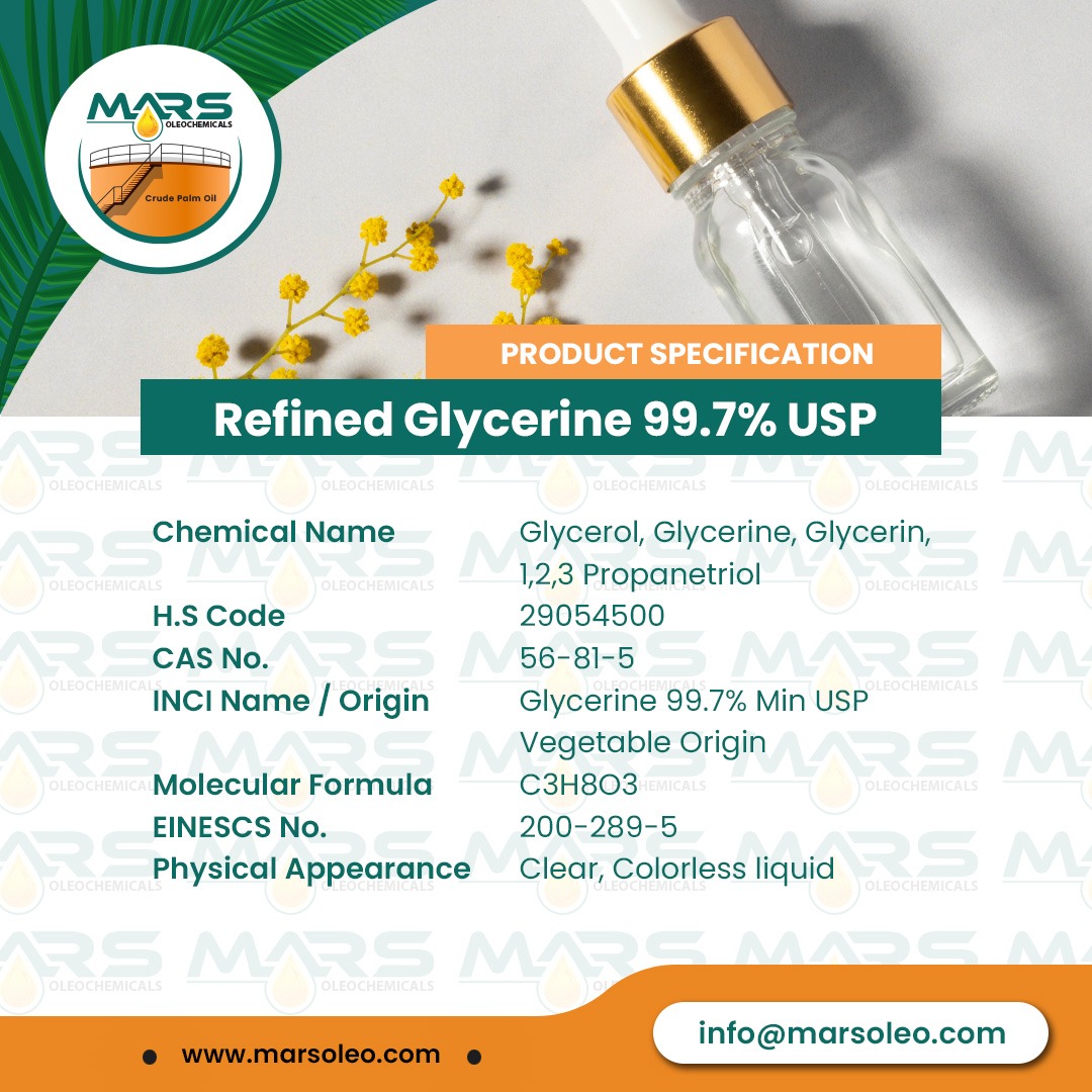 Refined Glycerine 99.7% USP Malaysia supplier for cosmetics pharmaceuticals personal care food and industrial applications
