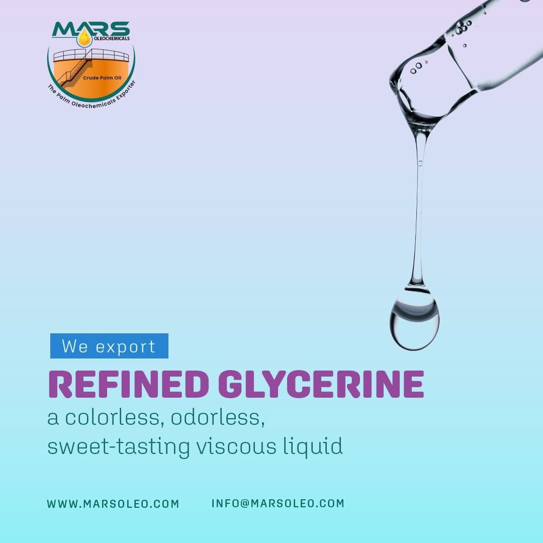 Refined glycerine is a clear, colorless and odorless liquid widely used as a humectant, solvent and industrial raw material.