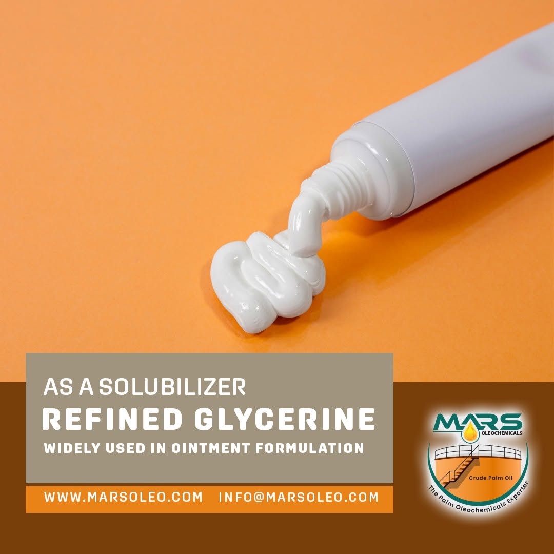 Mars Oleochemicals refined glycerine featuring ointment cream and topical pharmaceutical formulation applications.