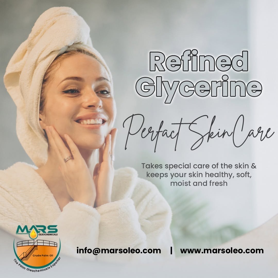 Mars Oleochemicals Refined Glycerine skincare featuring a glycerines moisture-retention role in cosmetics.