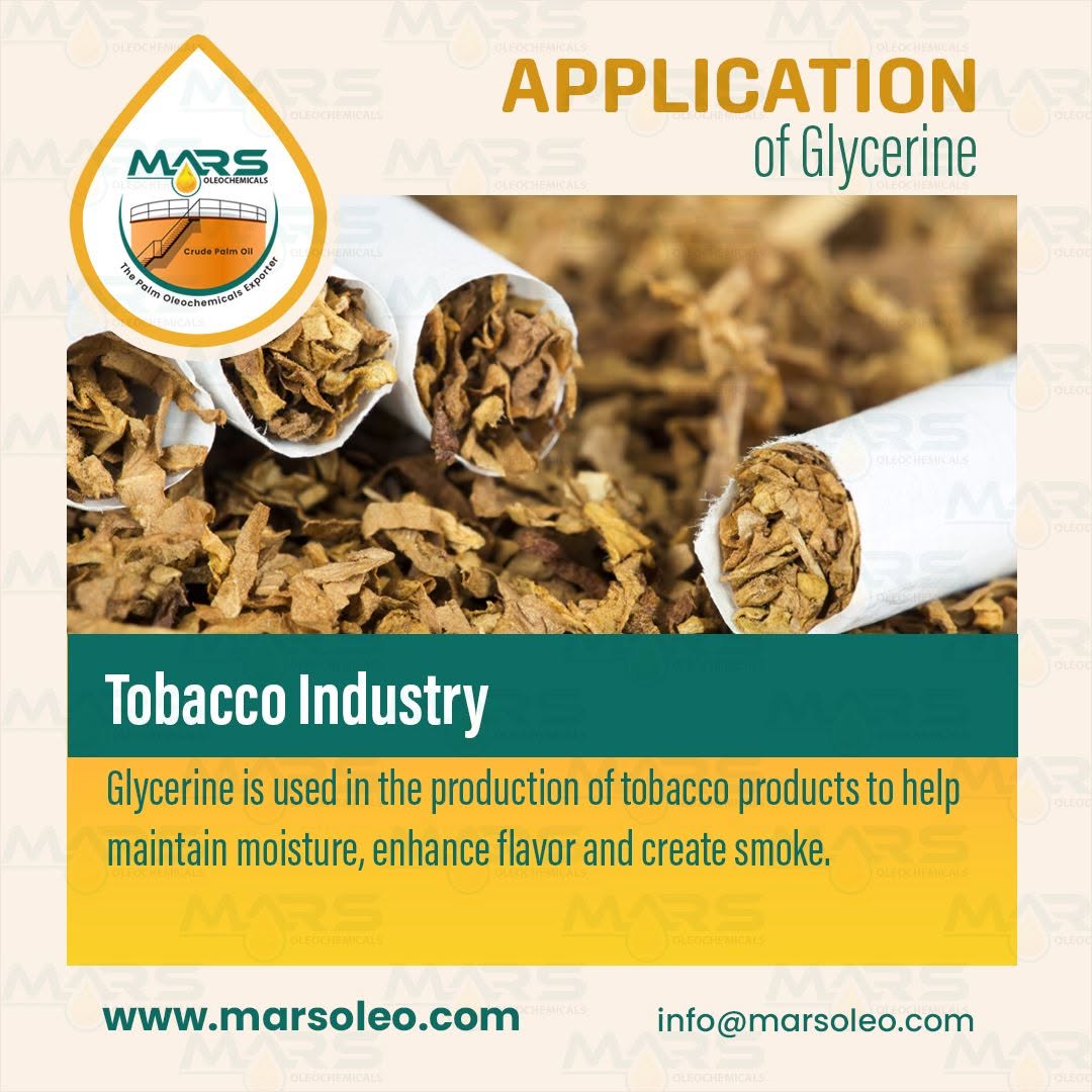 Refined Glycerine applications in tobacco manufacturing and tobacco processing industry