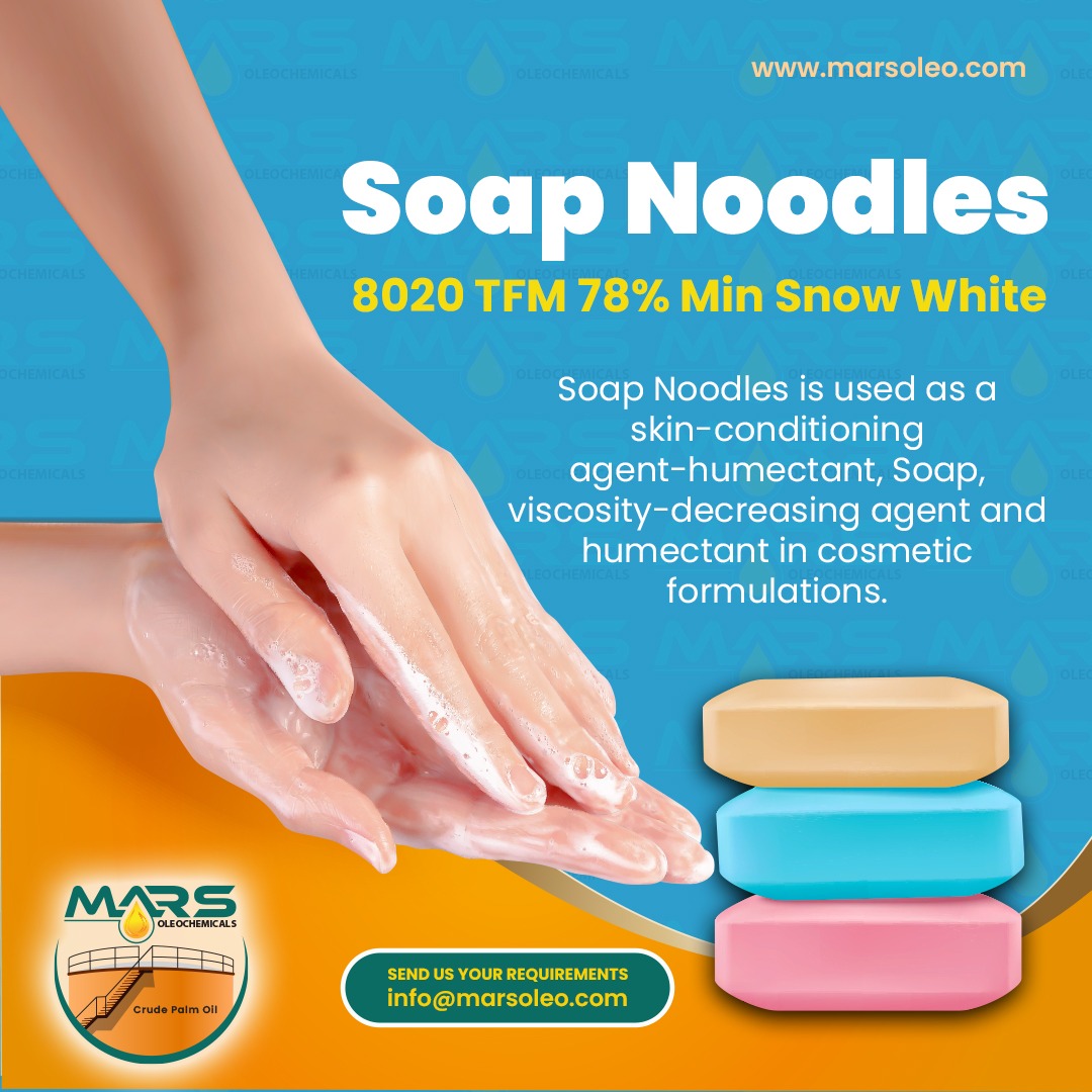 Soap Noodles 8020 TFM 78 percent minimum Snow White Malaysia supplier for soap manufacturing cosmetic and personal care applications